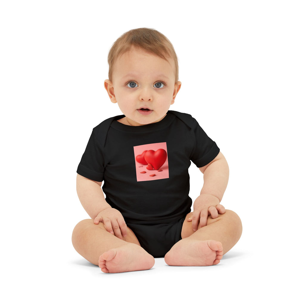 Red Heart Illustration Infant Bodysuit | Cute Valentine Baby Onesie