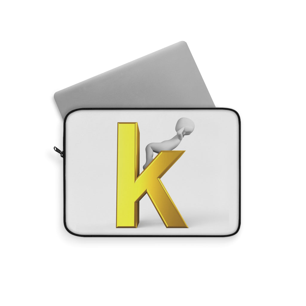 Gold Letter K Monogram Laptop Sleeve | Initial K Notebook Case