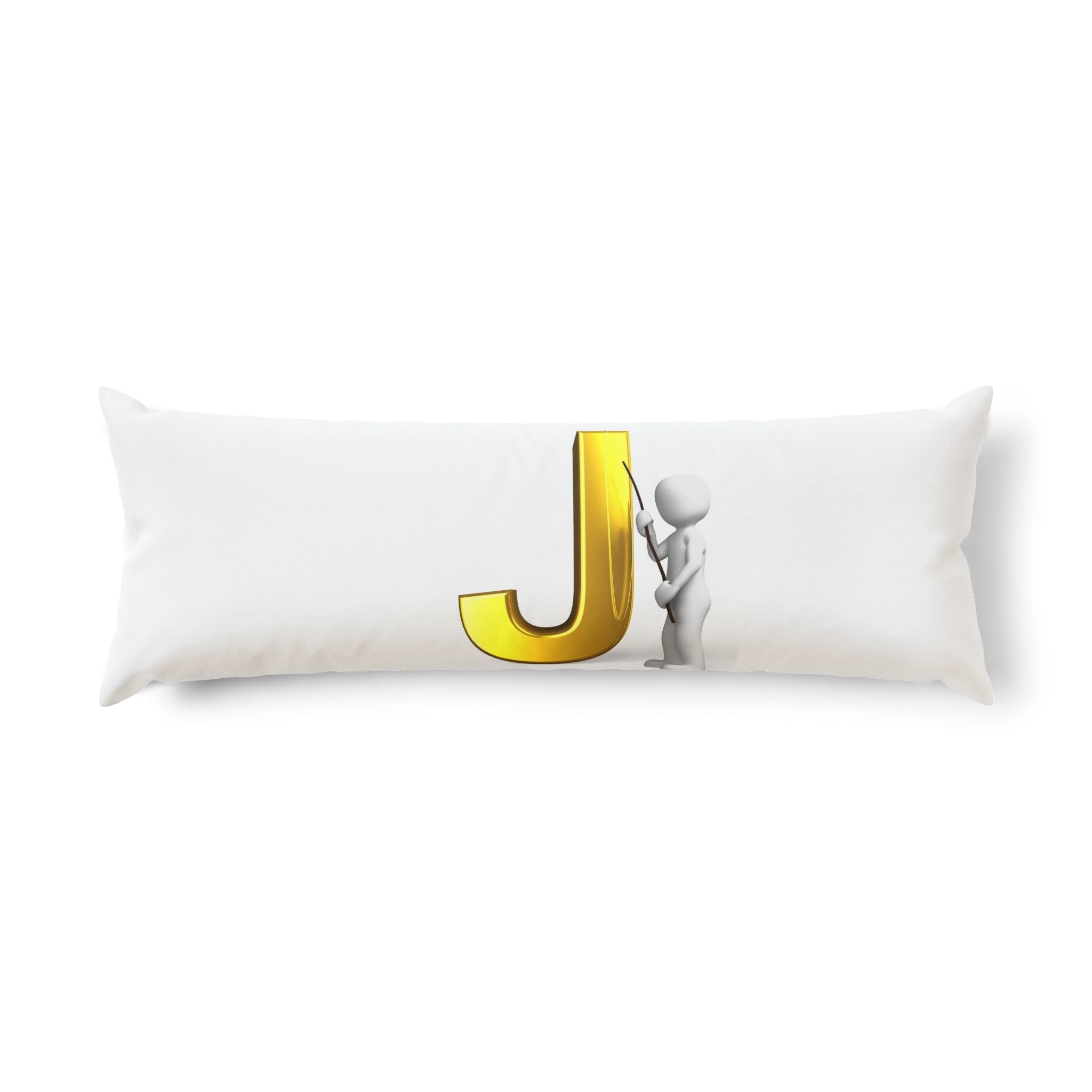 Oreiller de corps lettre J dorée avec figure 3D | Oreiller monogramme lettre J