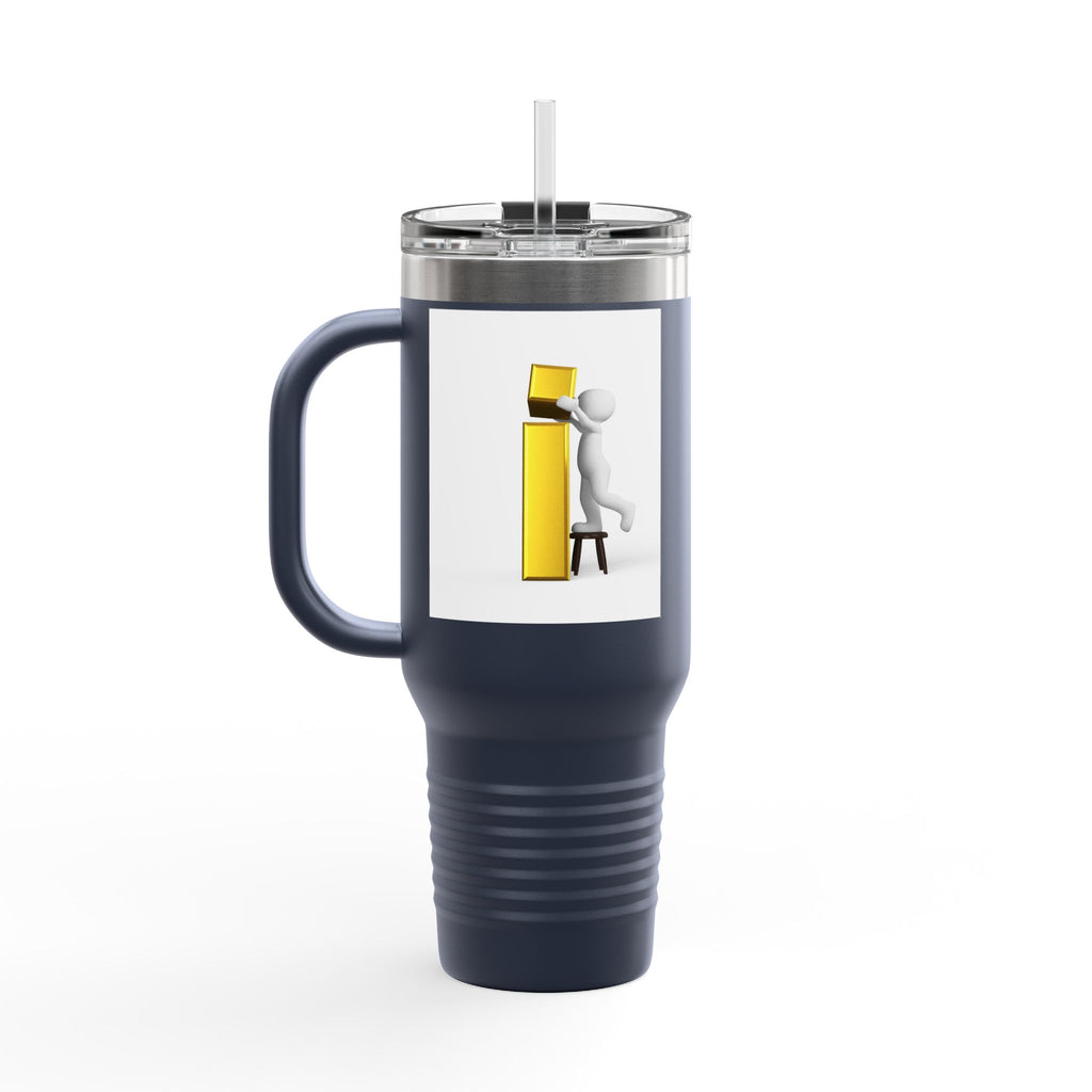 3D Figure building Yellow Letter i Travel Mug | 40oz Insulated Tumbler