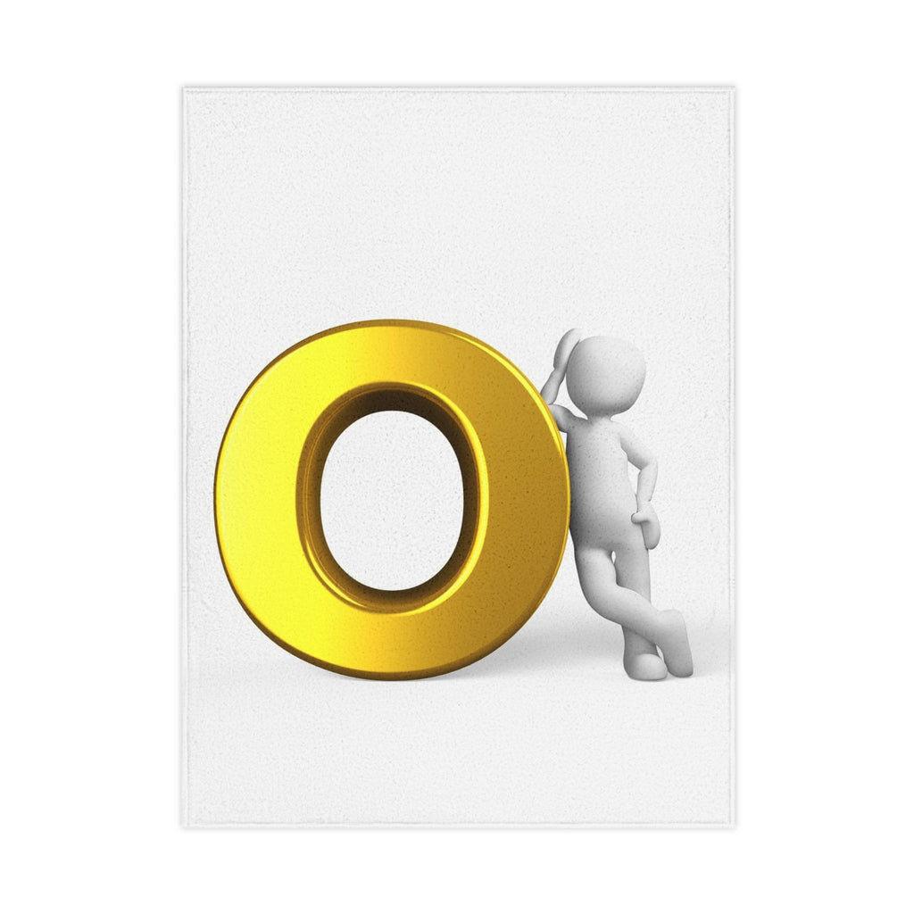 Gold O Letter with 3D Figure Toddler Blanket | Alphabet O Baby Throw