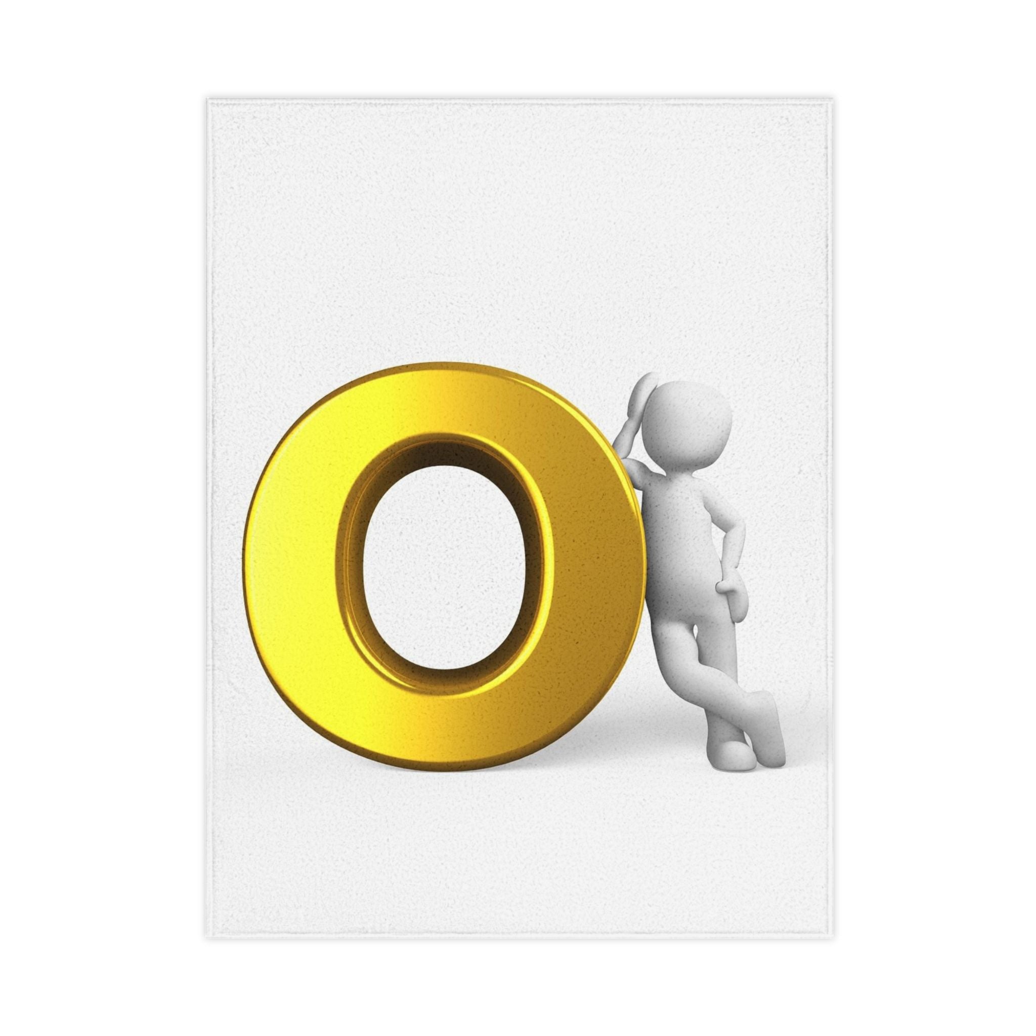 Gold O Letter with 3D Figure Toddler Blanket | Alphabet O Baby Throw