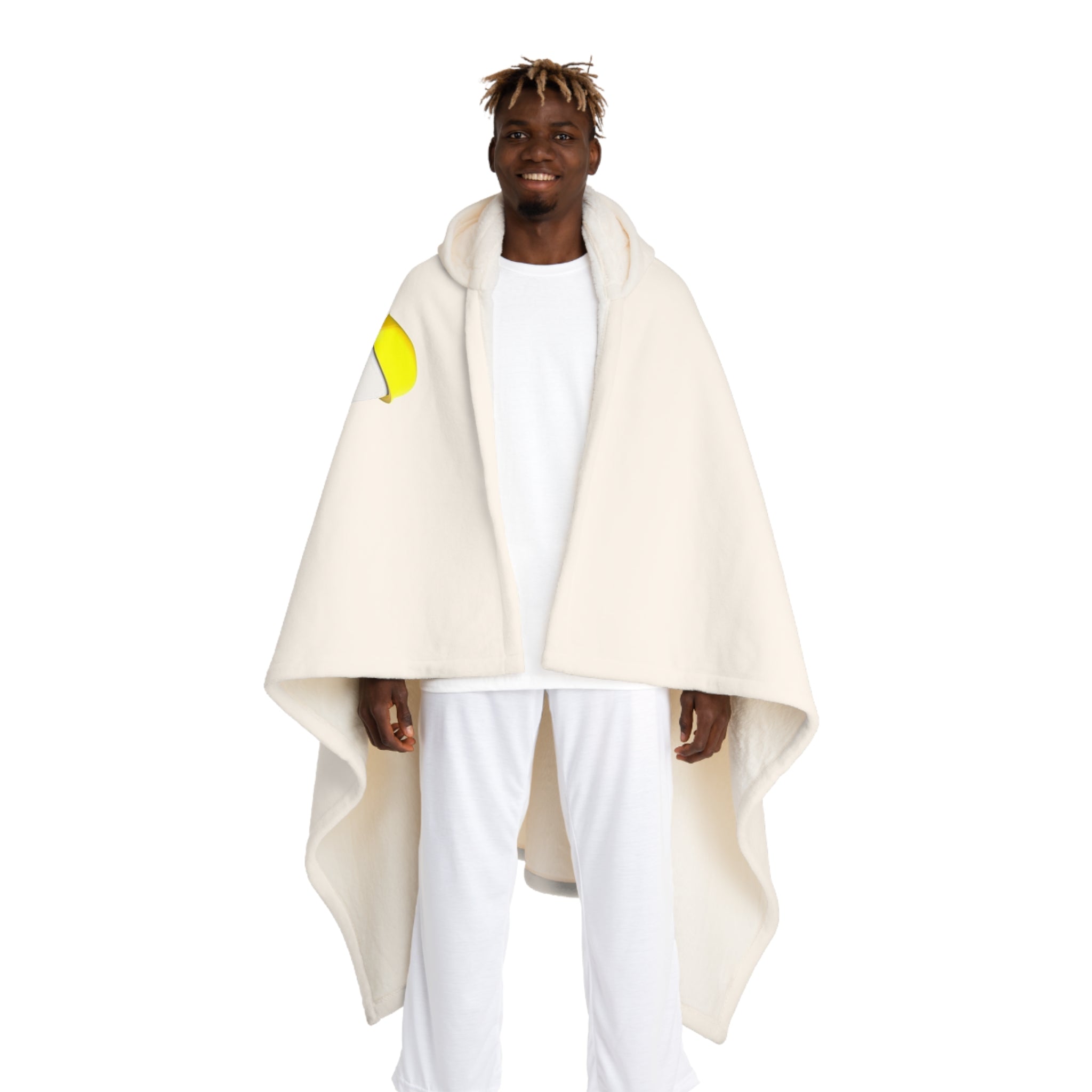 Hooded Sherpa Fleece Blanket | Figure Building Gold Letter G