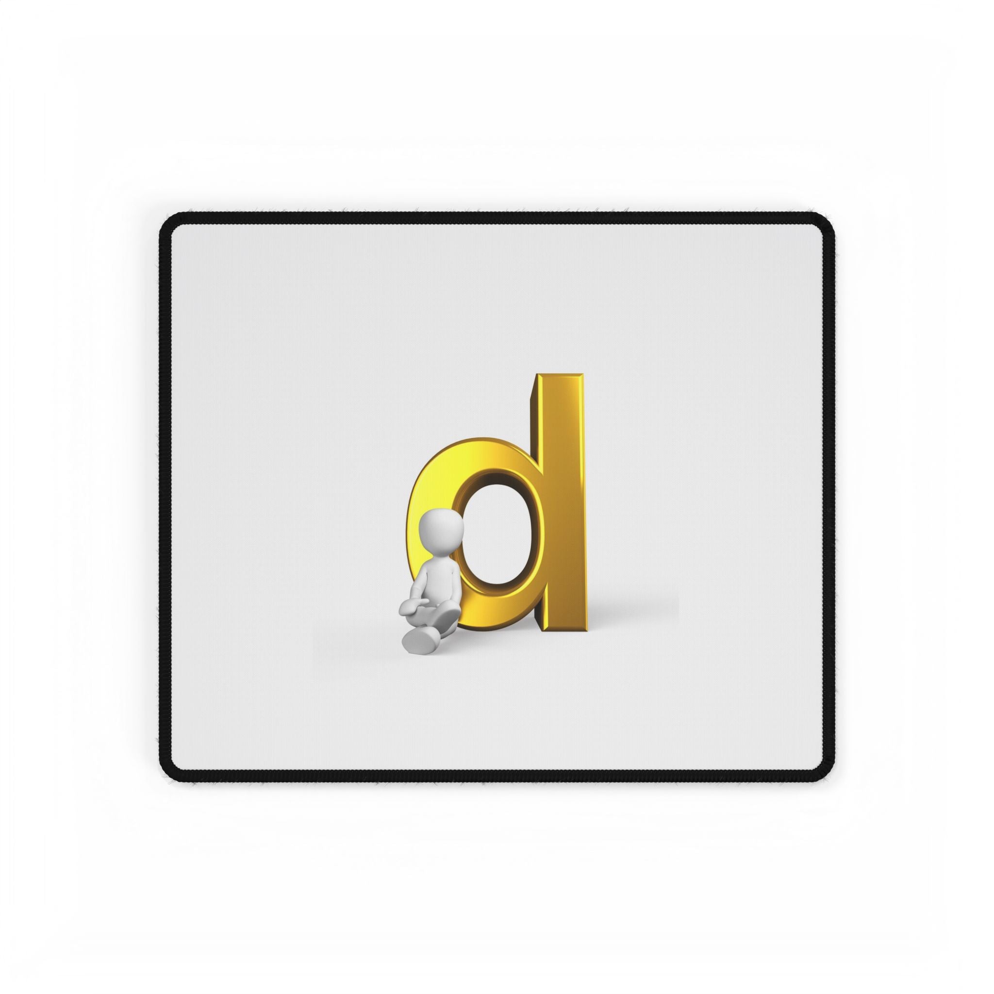 Gold Letter d Illustration Desk Mat | Typographic Mouse Pad