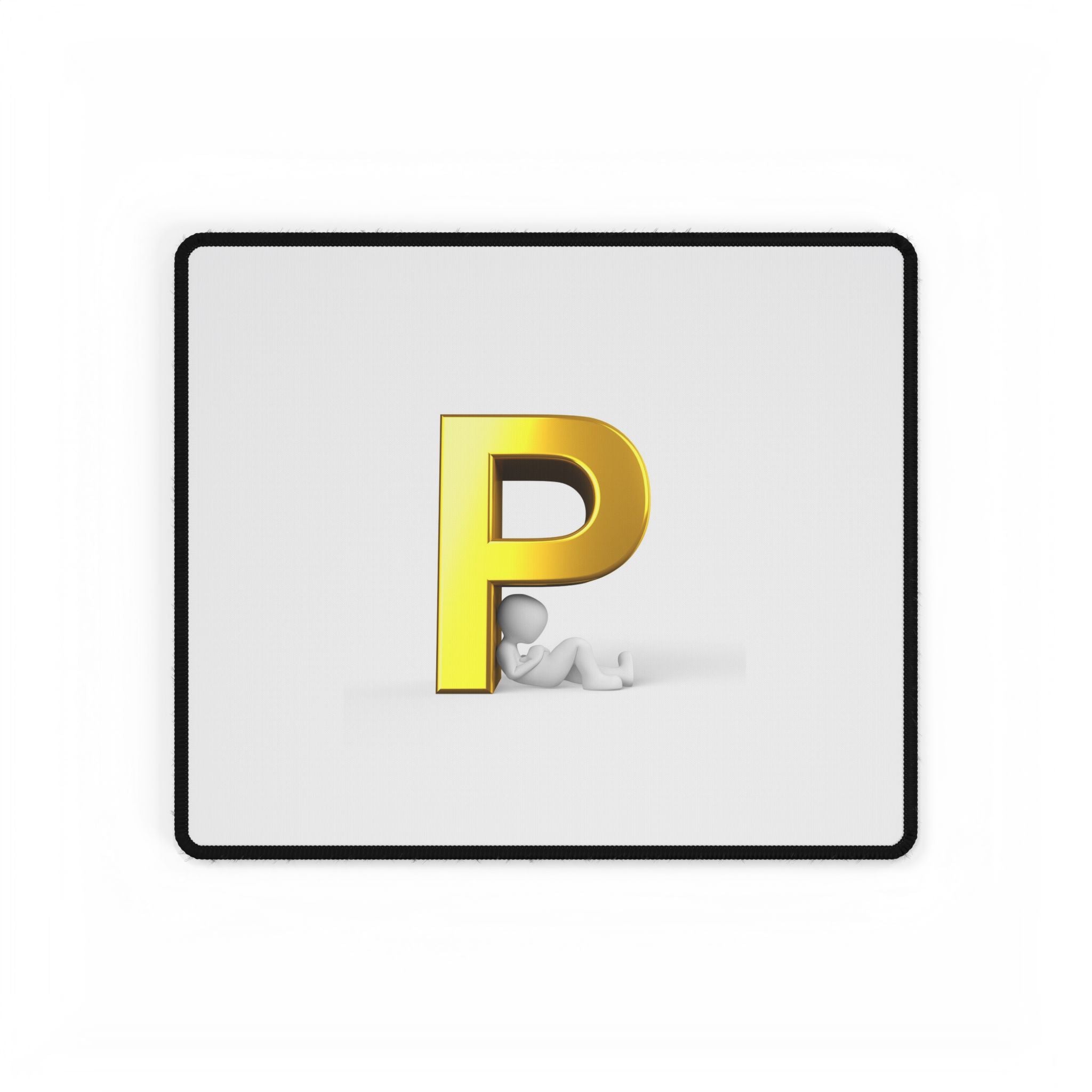 Gold Letter P Desk Mat | Large Mousepad Deskpad