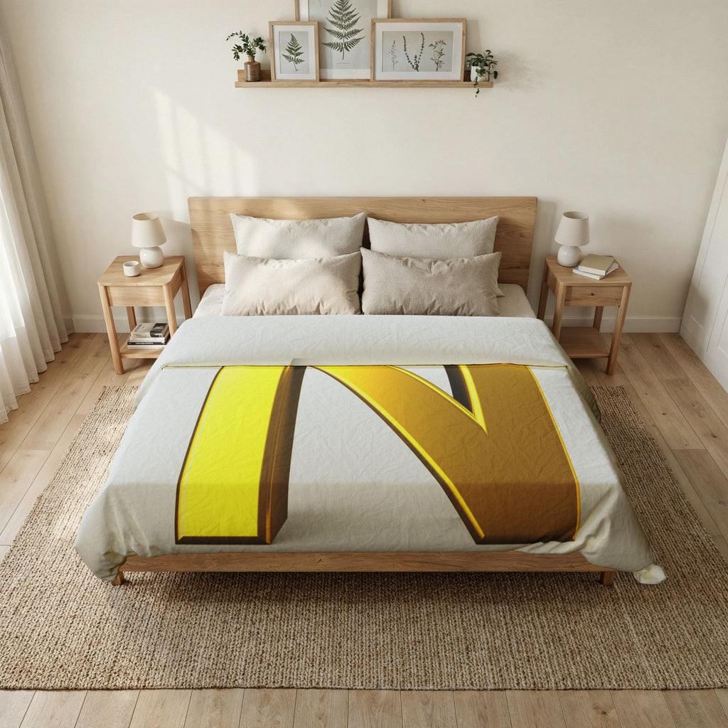 Gold Letter N duvet cover | Monogram initial bedding