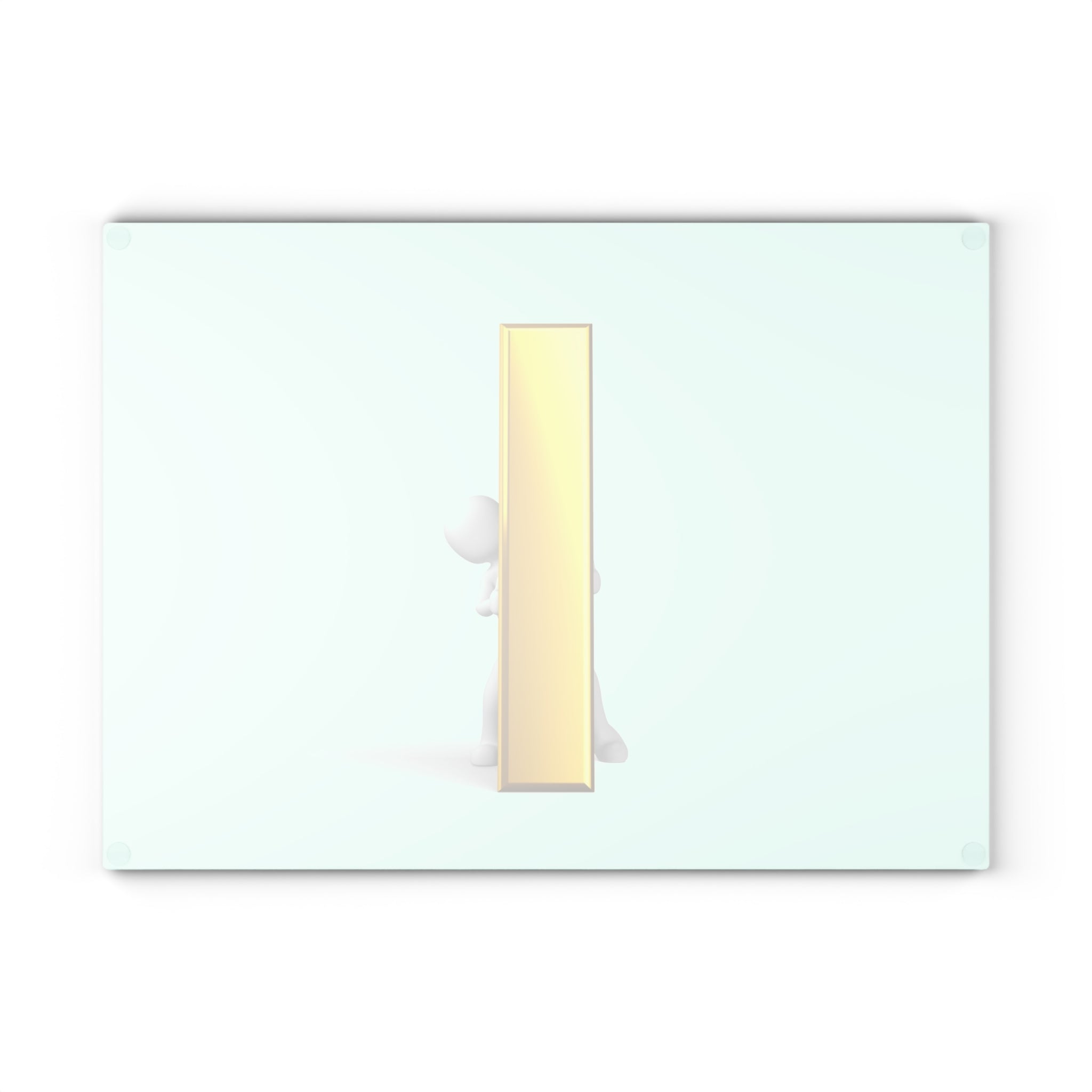 Yellow Letter I Illustration Glass Cutting Board | Minimal Alphabet Kitchen Decor