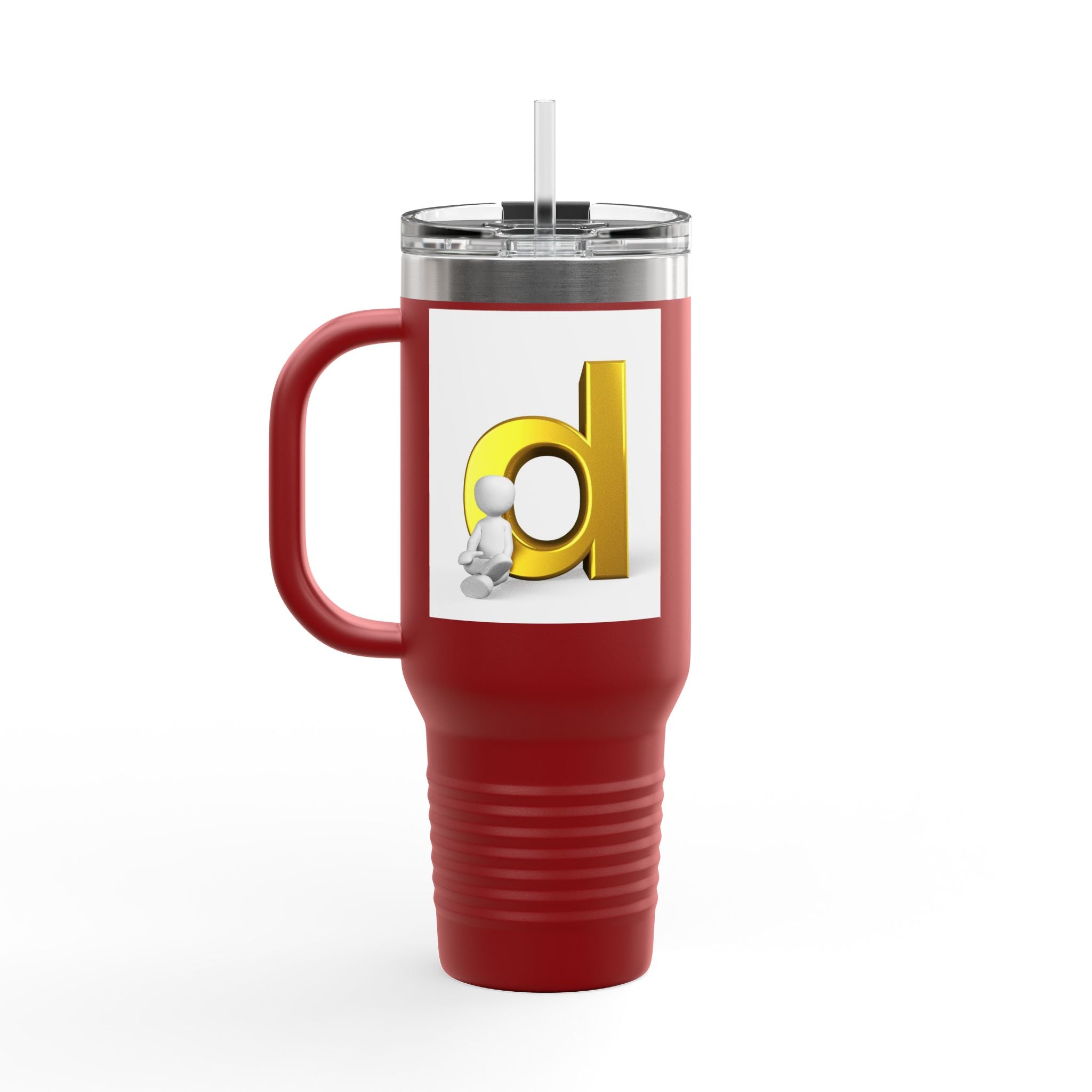 Gold Letter D Initial Travel Mug | 40oz Insulated Tumbler