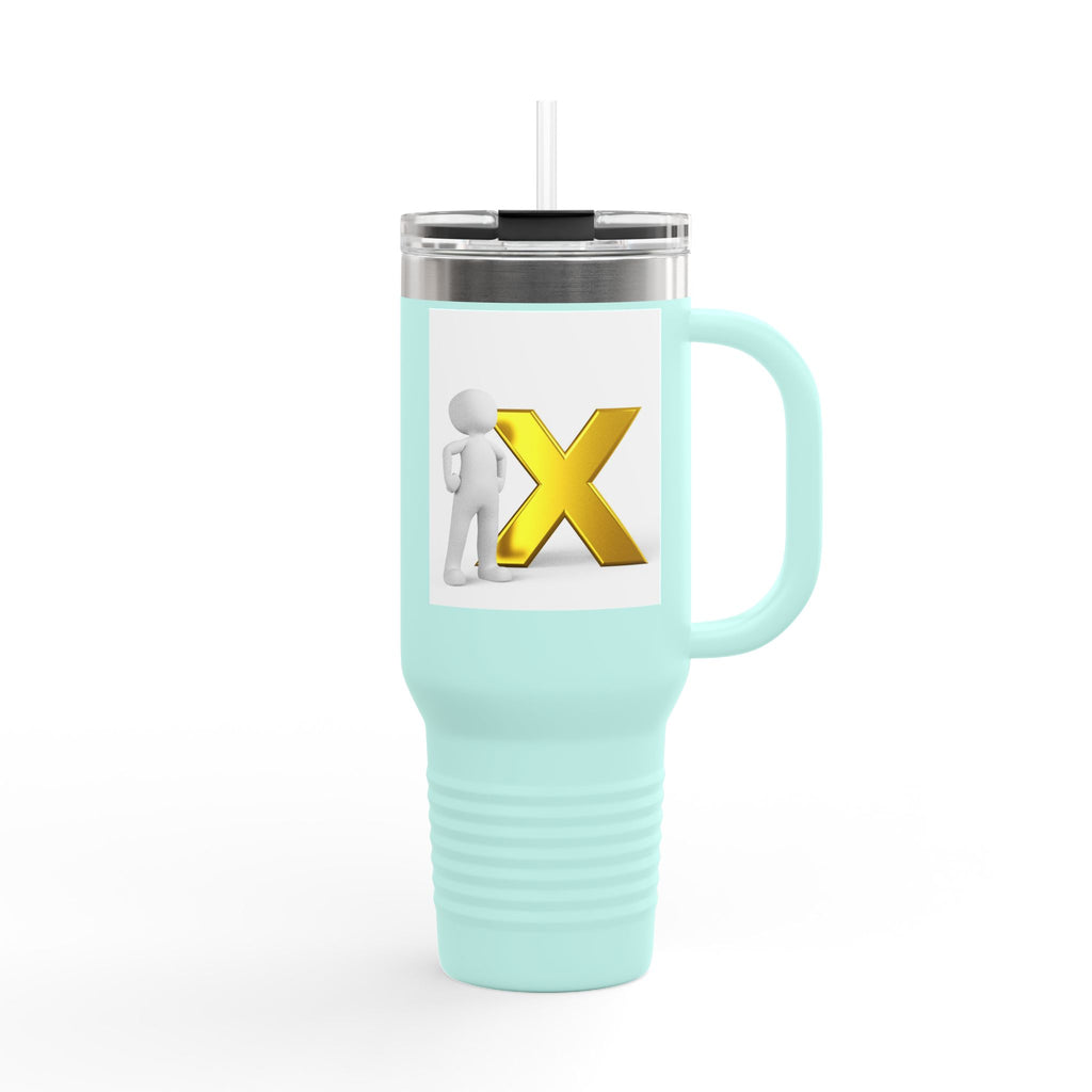 3D Stick Figure with Gold X Travel Mug | 40oz Insulated Tumbler