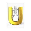 Gold 3D Letter U Postcards (7 pcs) | Alphabet Stationery