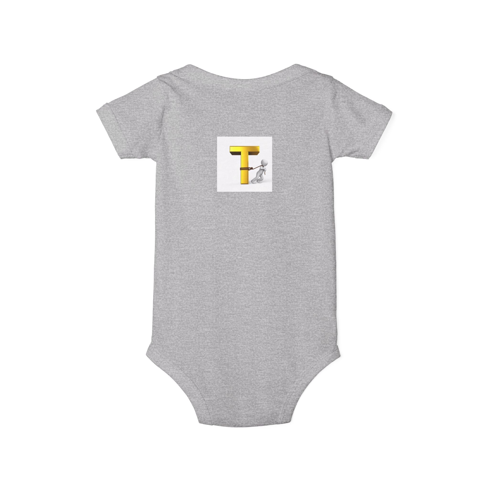Yellow Letter T with Figure Infant Onesie | Baby Monogram Onesie