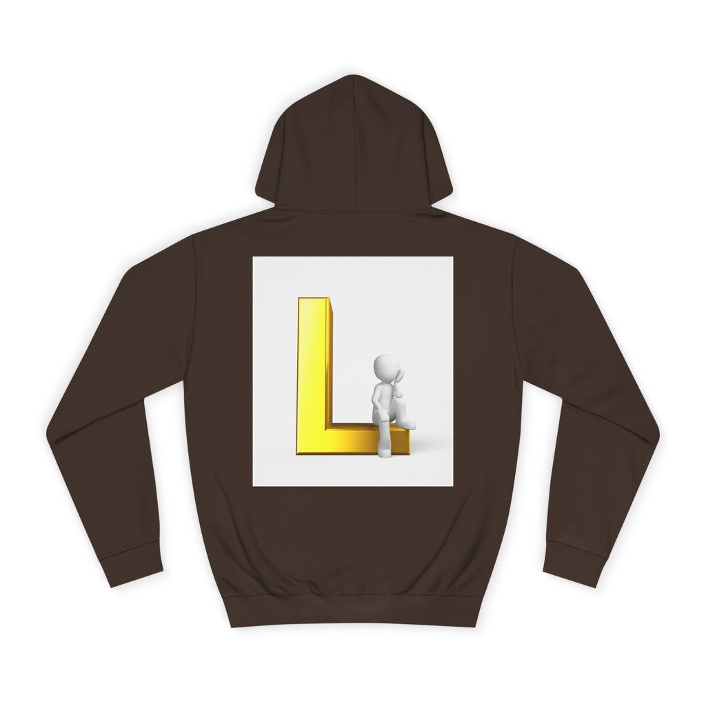 3D Letter L with Figure Hoodie | Initial L Sweatshirt