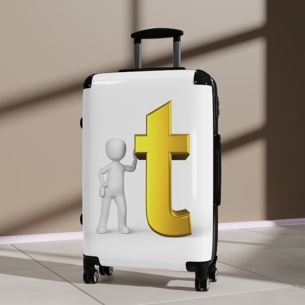 Yellow Letter T Graphic Suitcase | Personalized Monogram Luggage Cover
