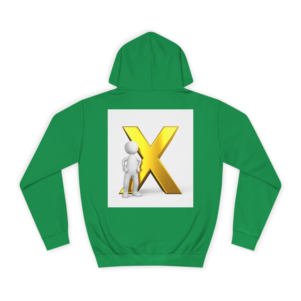 Golden Letter X Graphic Hoodie | 3D Stick Figure Initial X Sweatshirt