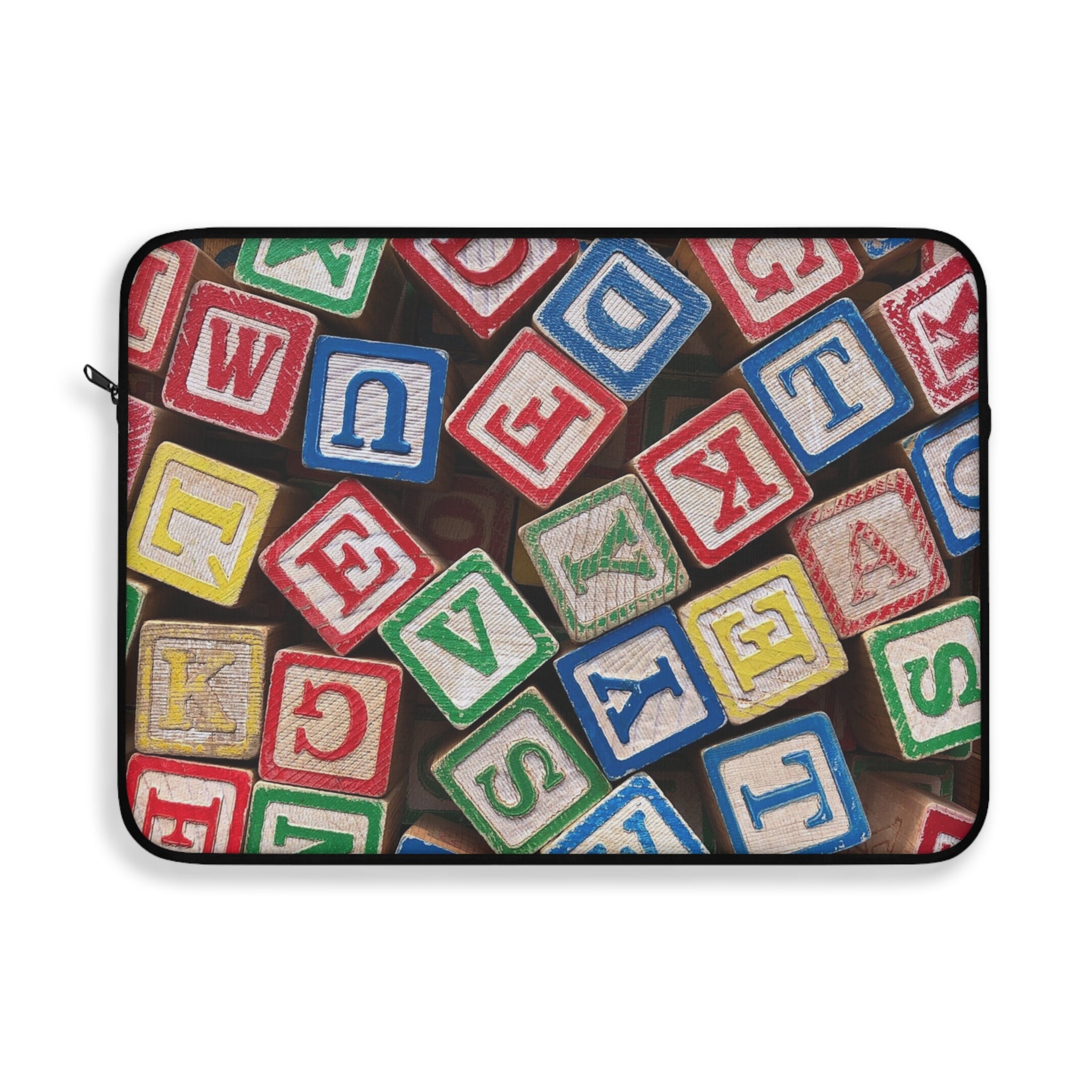 Housse d'ordinateur portable en blocs alphabet colorés | Motif de lettres vintage pour enfants