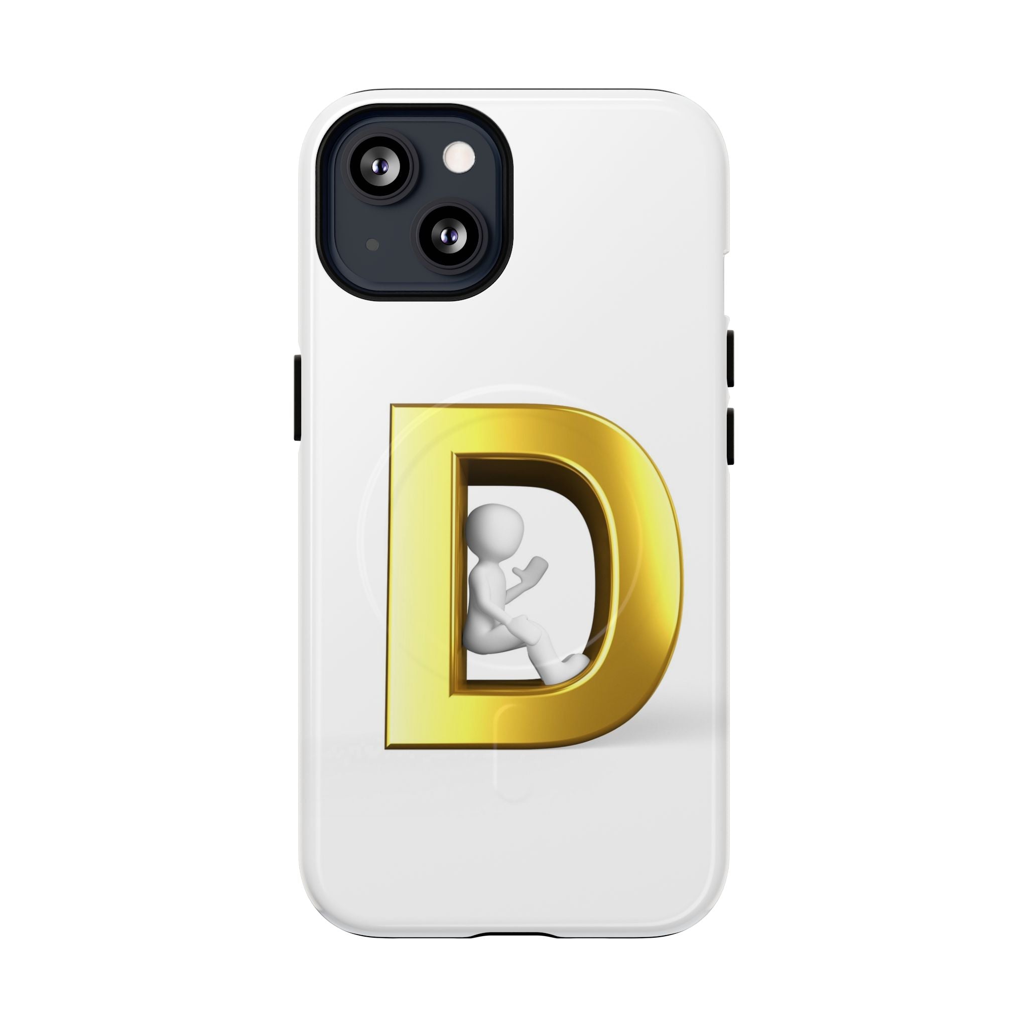 Coque de téléphone à monogramme lettre D or | Coque magnétique résistante