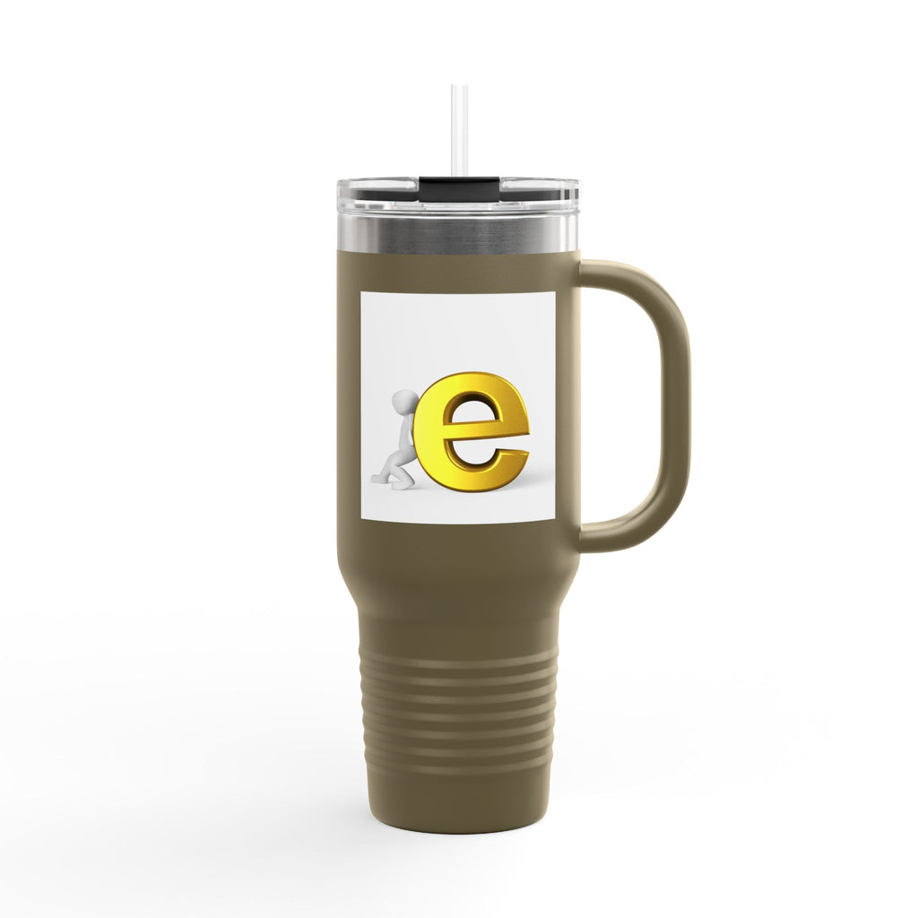 Yellow 3D Letter E Character Travel Mug | Insulated 40oz Tumbler
