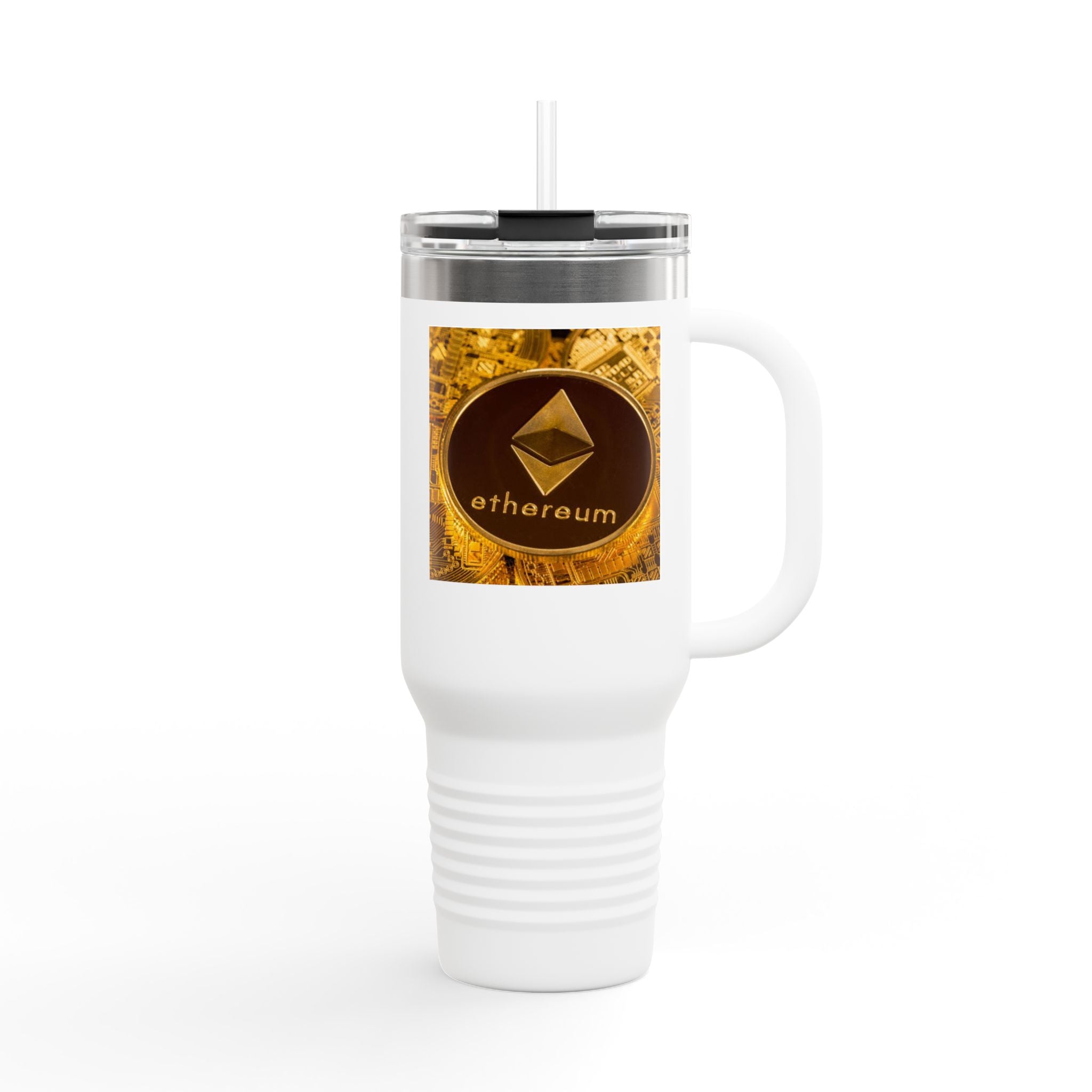 Ethereum Coin Design 40oz Travel Mug | Crypto Logo Insulated Tumbler