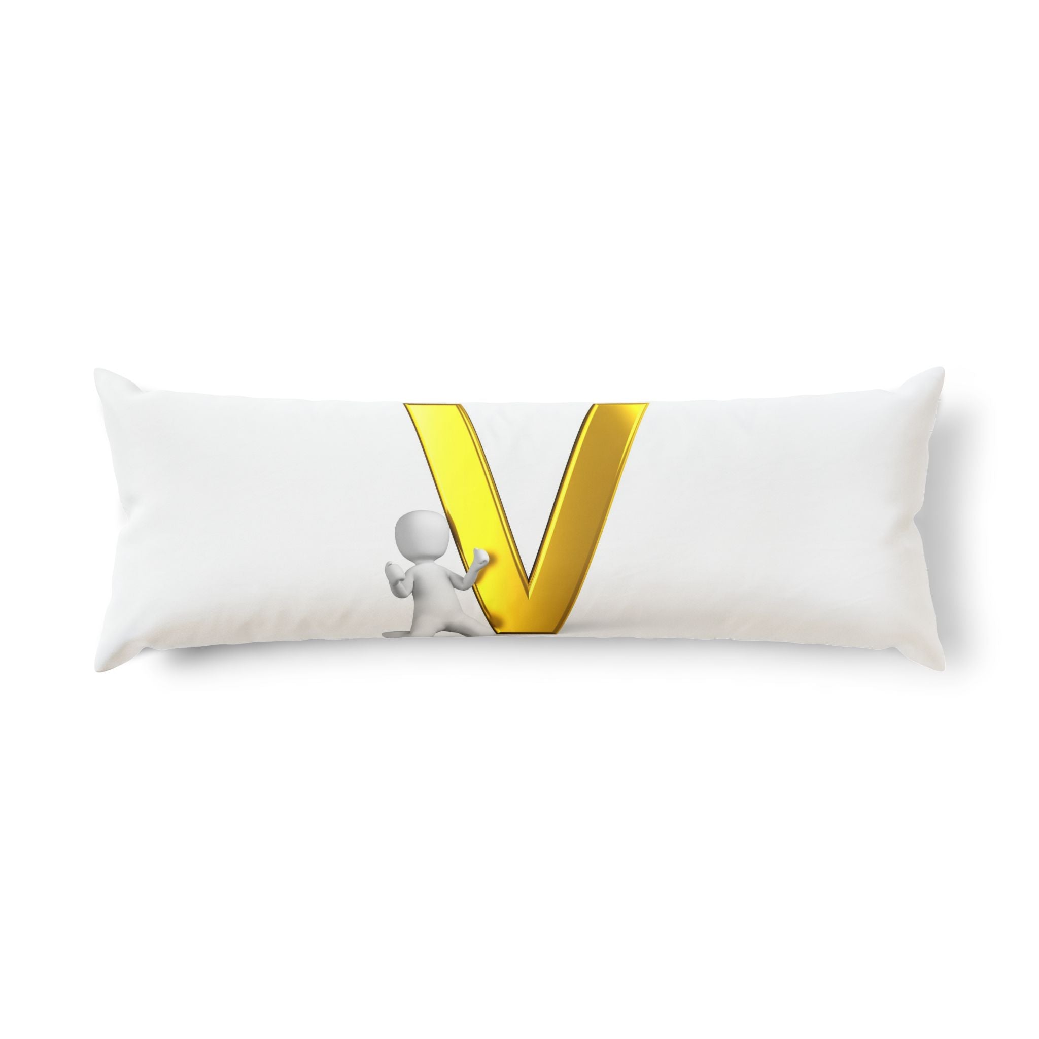 Gold Letter V with 3D Character Body Pillow | Monogram Initial Pillow