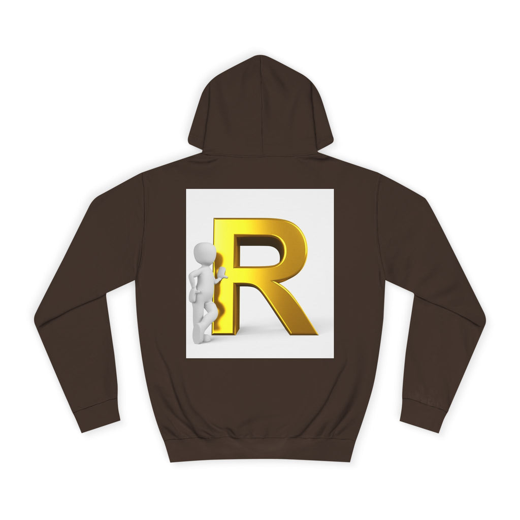 Gold Letter R Hoodie | 3D Character Leaning on R