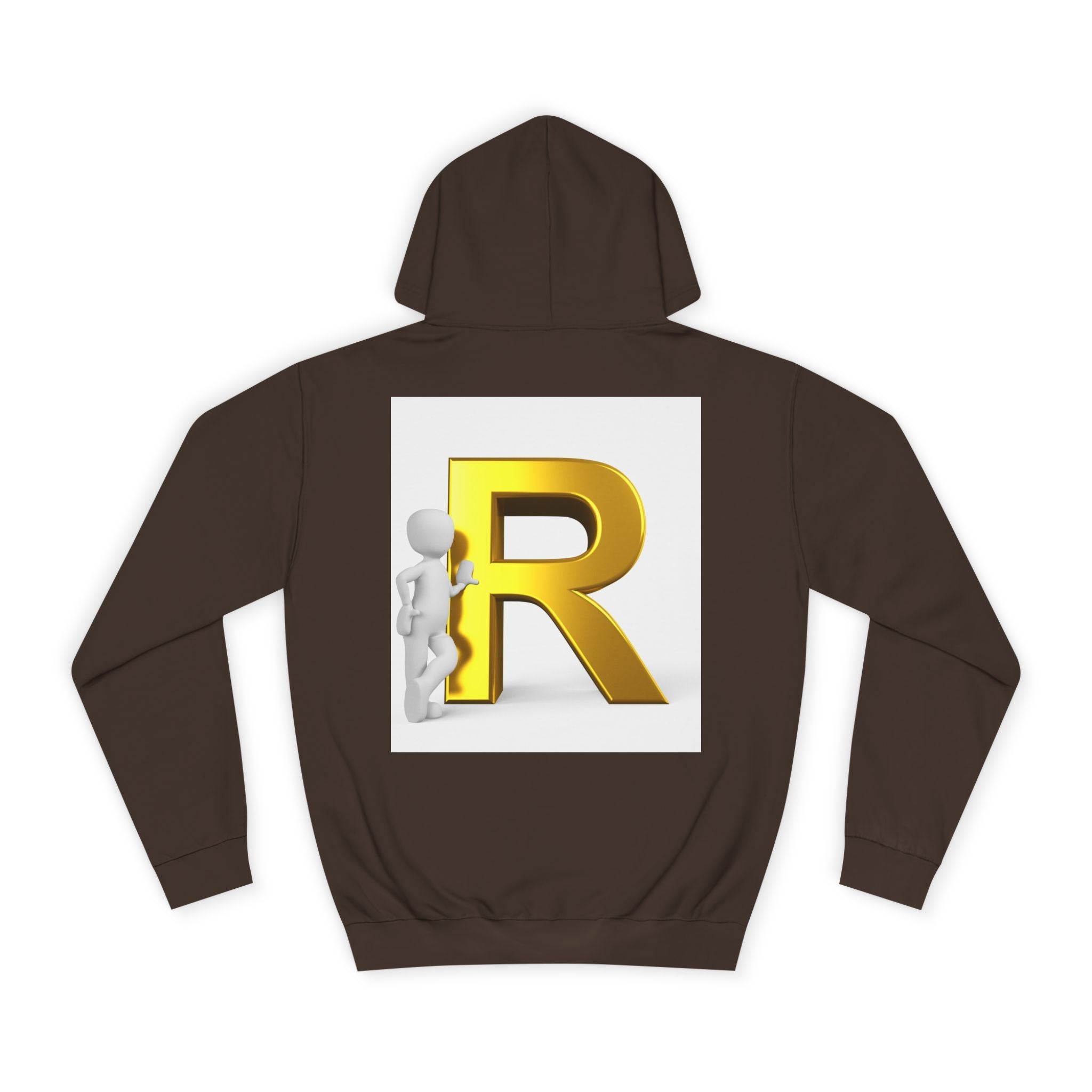 Gold Letter R Hoodie | 3D Character Leaning on R