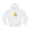 Gold 3D Letter N with Climbing Figure Hoodie | Initial Monogram Pullover