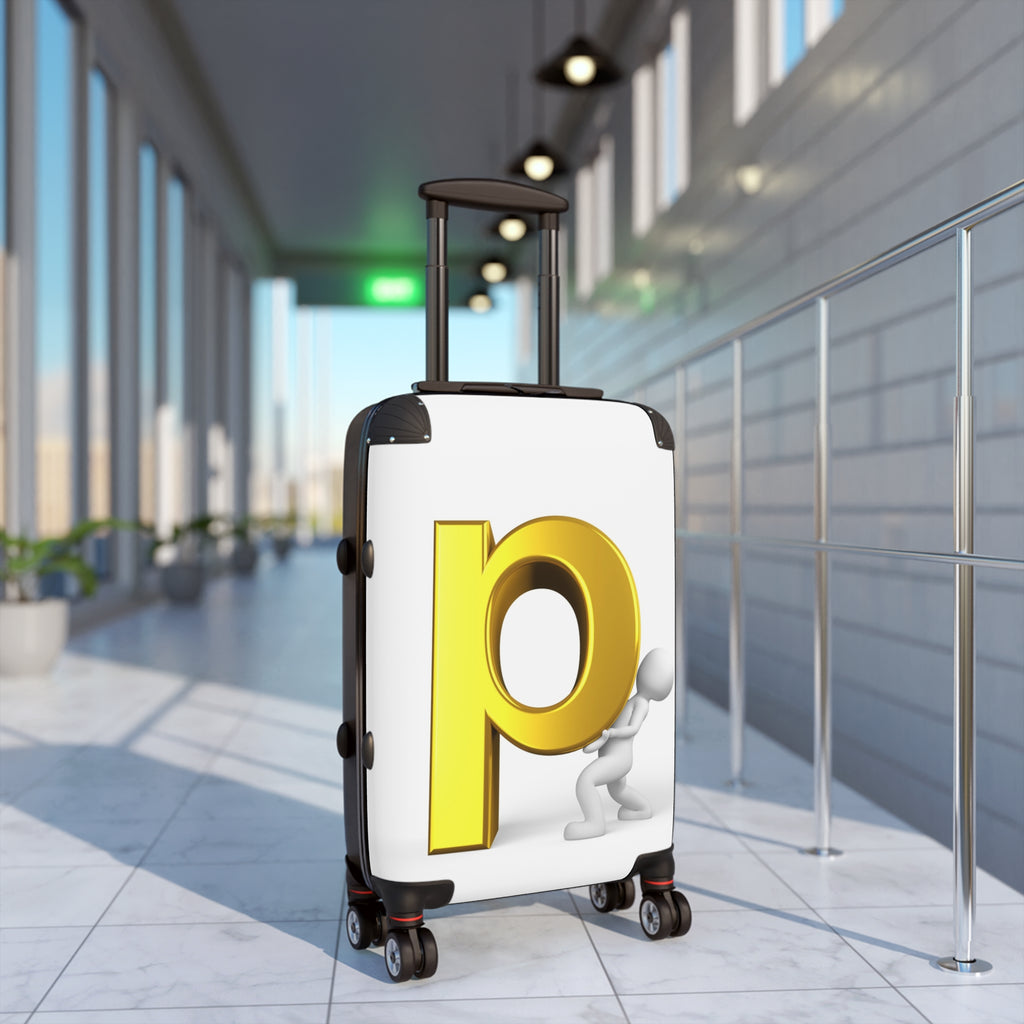 3D Gold Letter P Monogram Suitcase | Personalized Luggage Sticker Decal