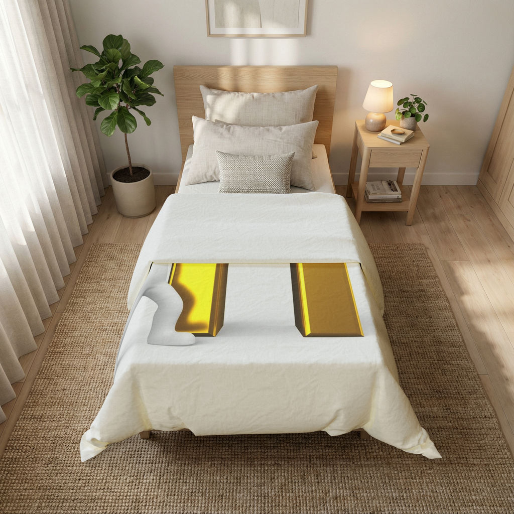 Gold Letter H Illustration Cotton Duvet Cover | 3D Figure Pushing H
