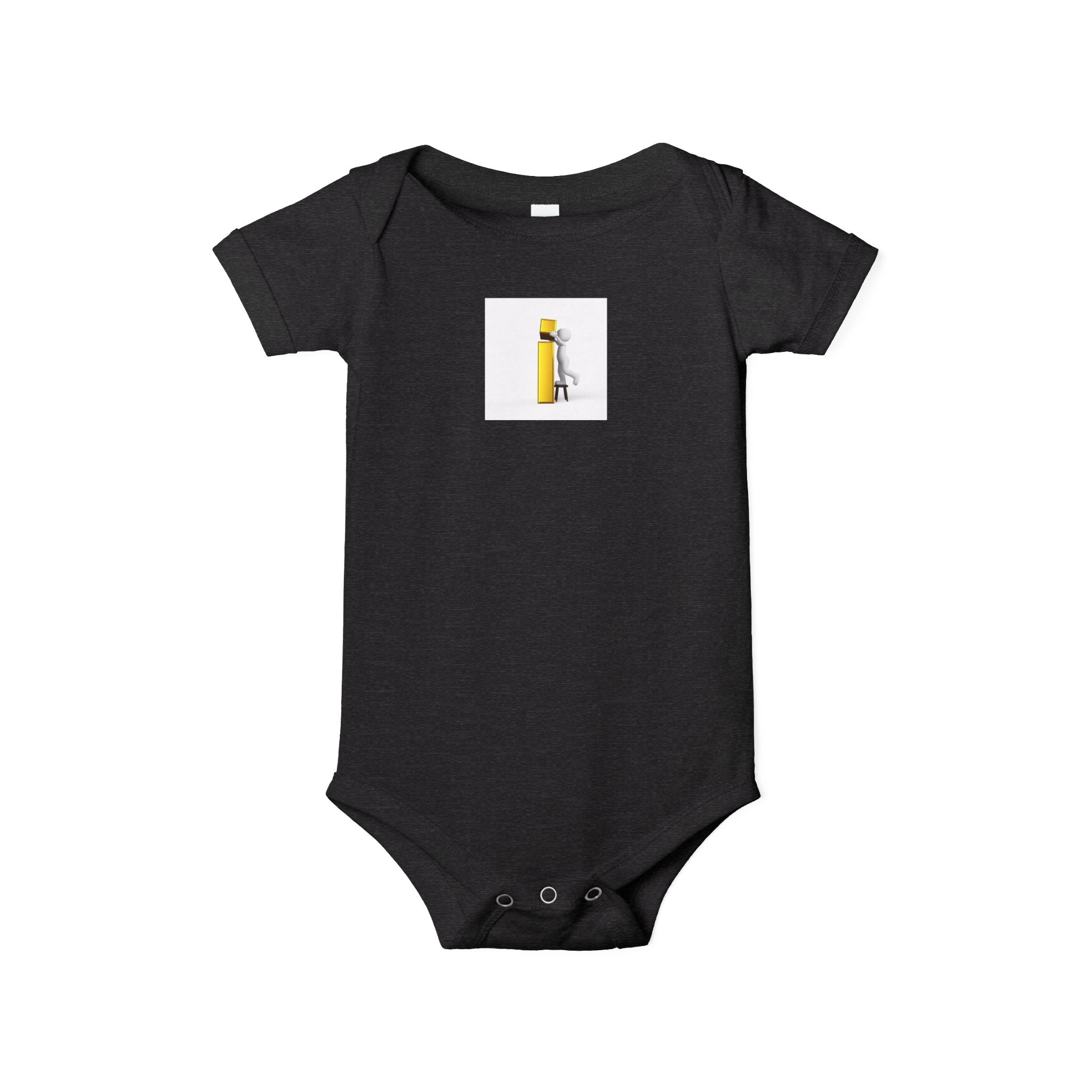 Grenouillère Bébé Jaune Lettre i avec Petite Figurine de Construction | Body Bébé