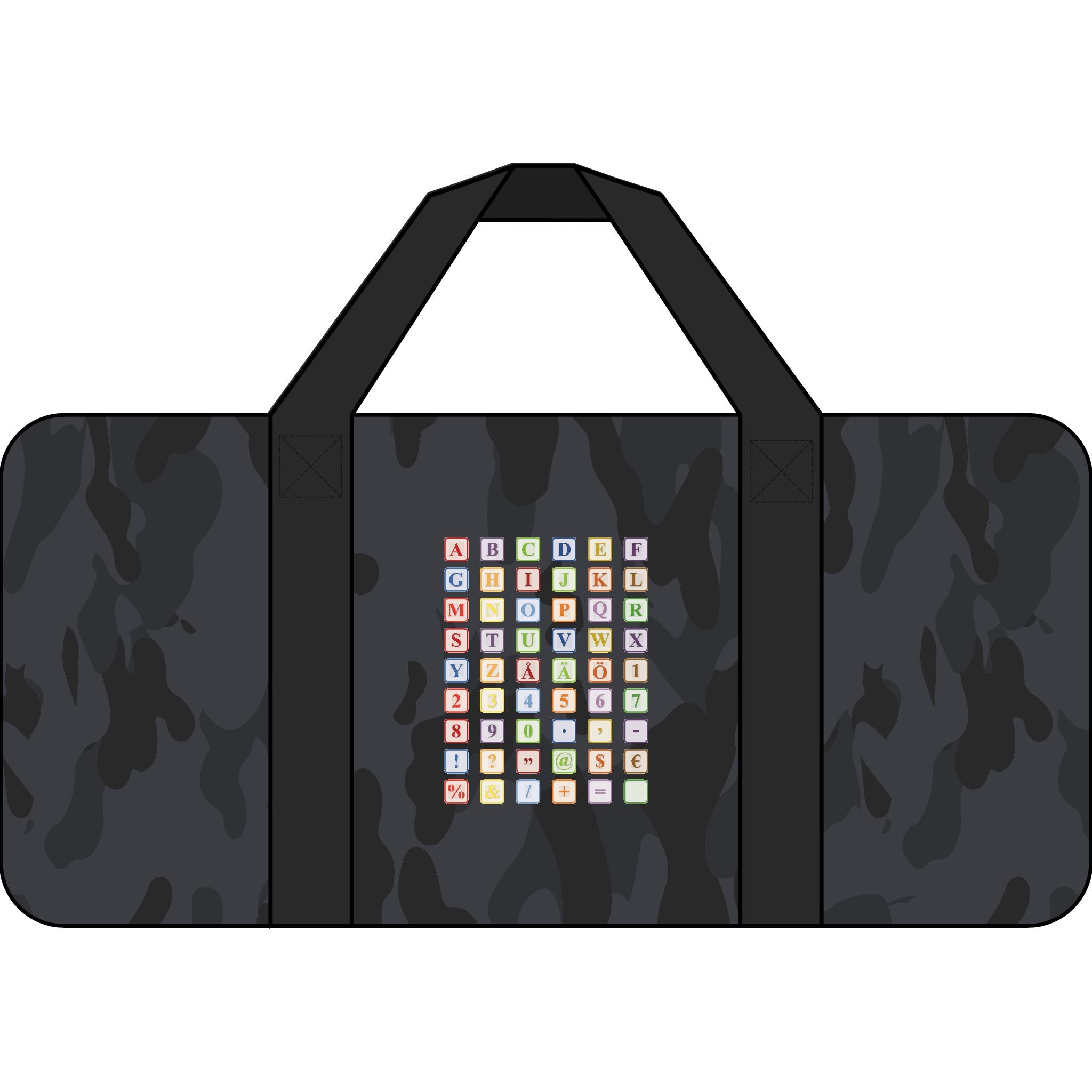 Sac de voyage damier avec bandoulière, sac de voyage avec écussons alphabet