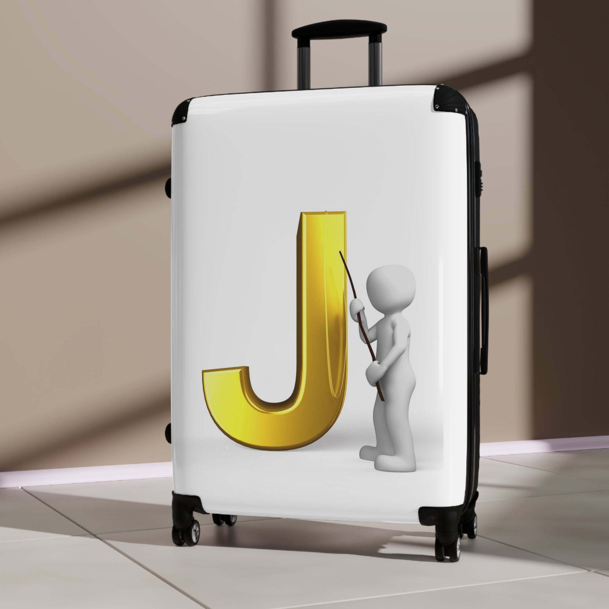 Gold Letter J Monogram Suitcase | Personalized Initial Luggage