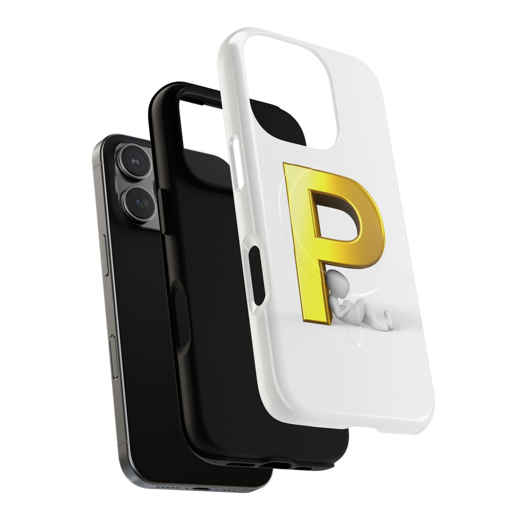 Gold Letter P Monogram Phone Case | Tough Magnetic Case