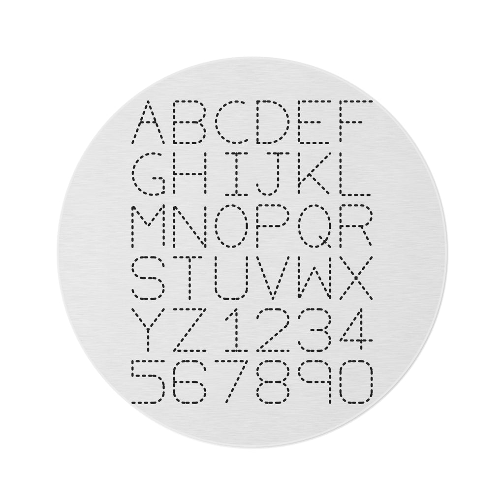 Dotted Alphabet and Numbers Round Rug | Letter Learning Mat