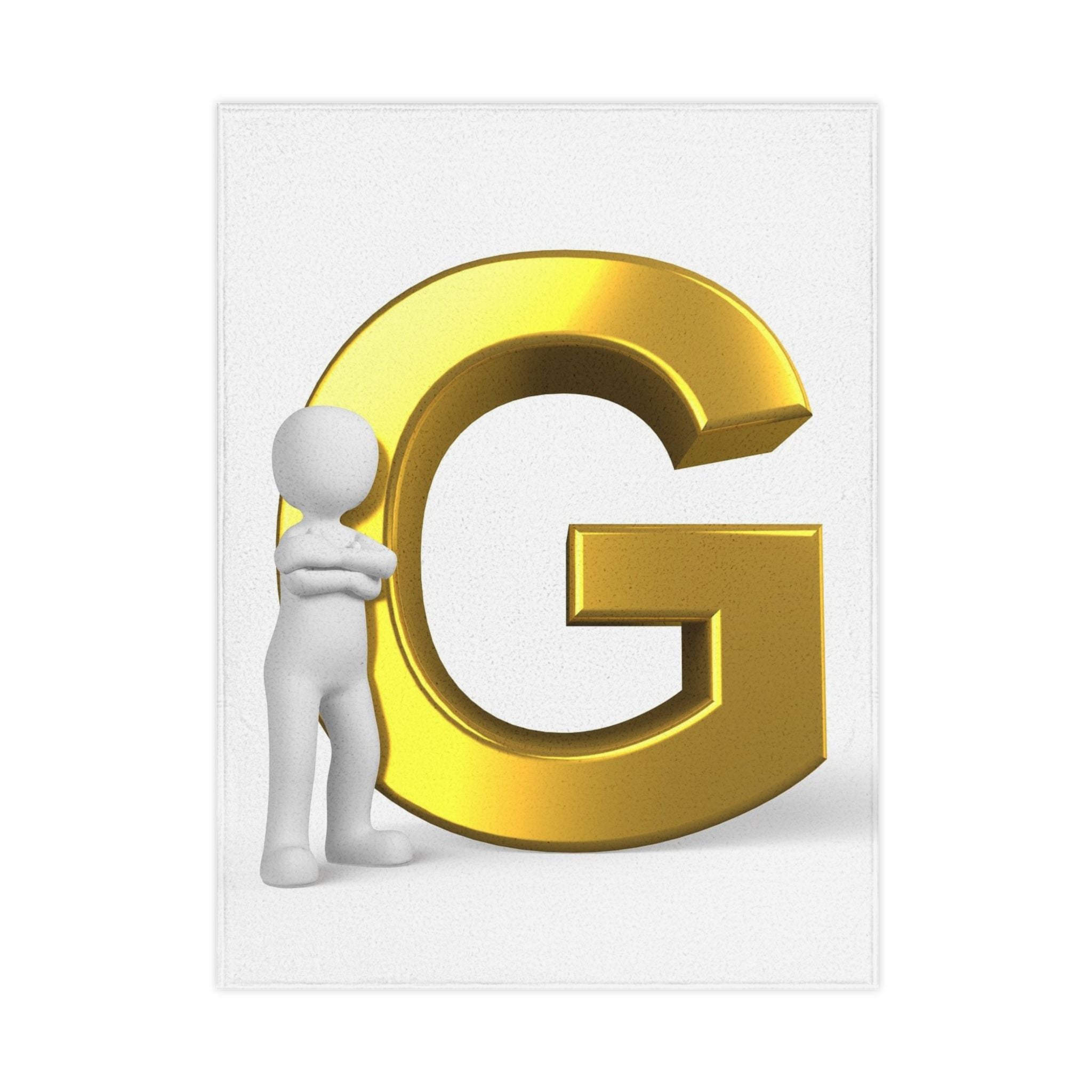 Gold Letter G with 3D Character Toddler Blanket | Monogram Initial Throw