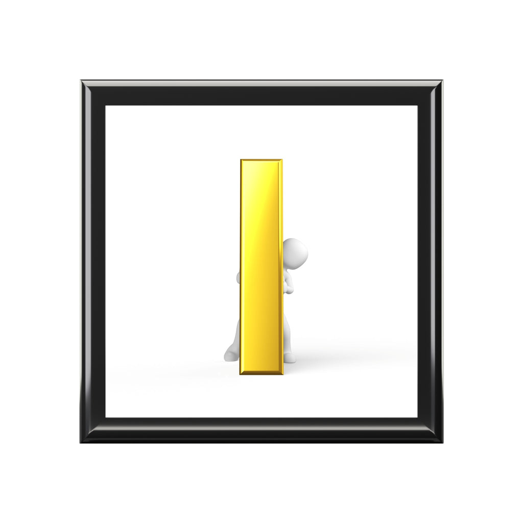 Minimalist Gold Letter i  Illustration Jewelry Box | Modern Keepsake Box