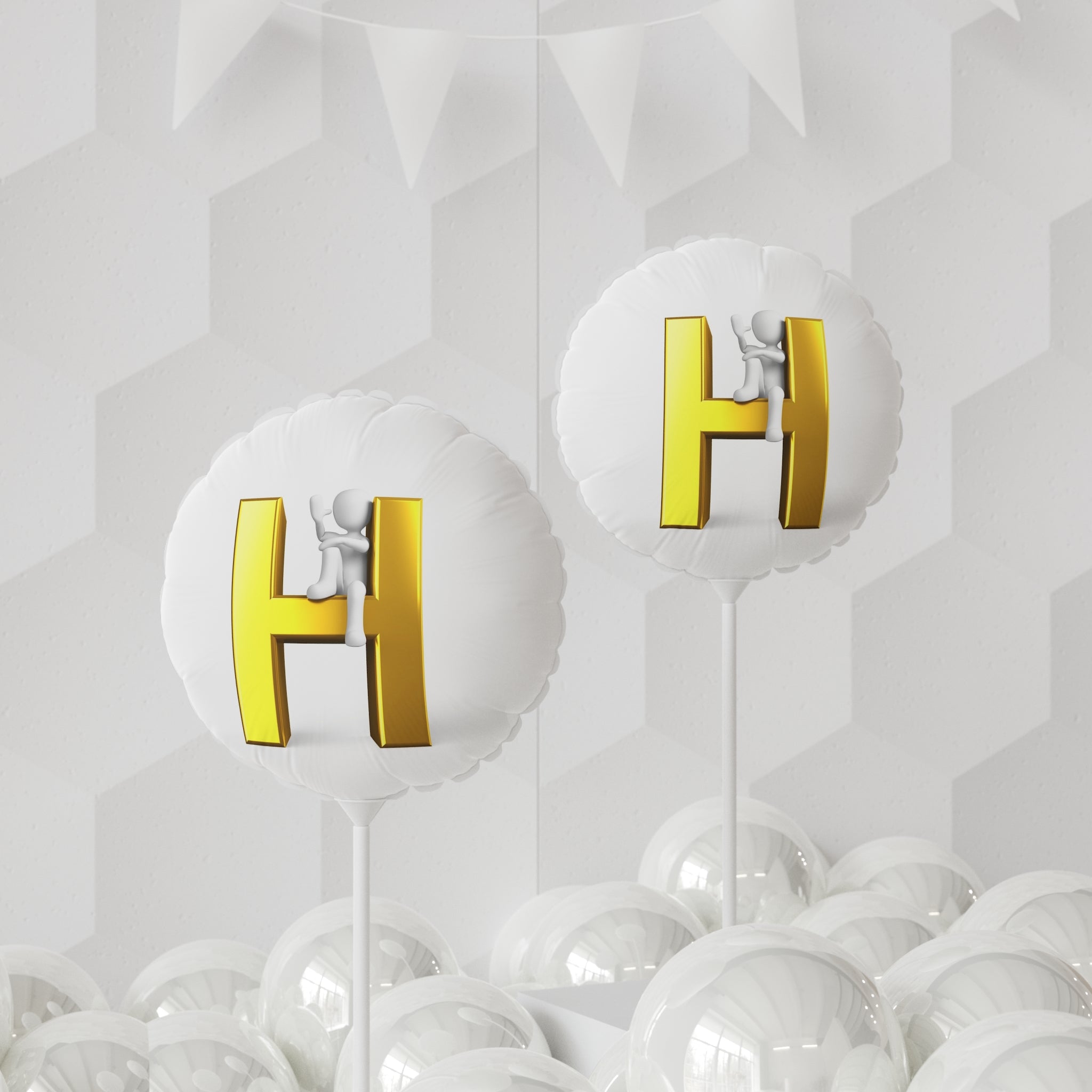 Gold 3D Letter H Balloon 11" Round Balloon