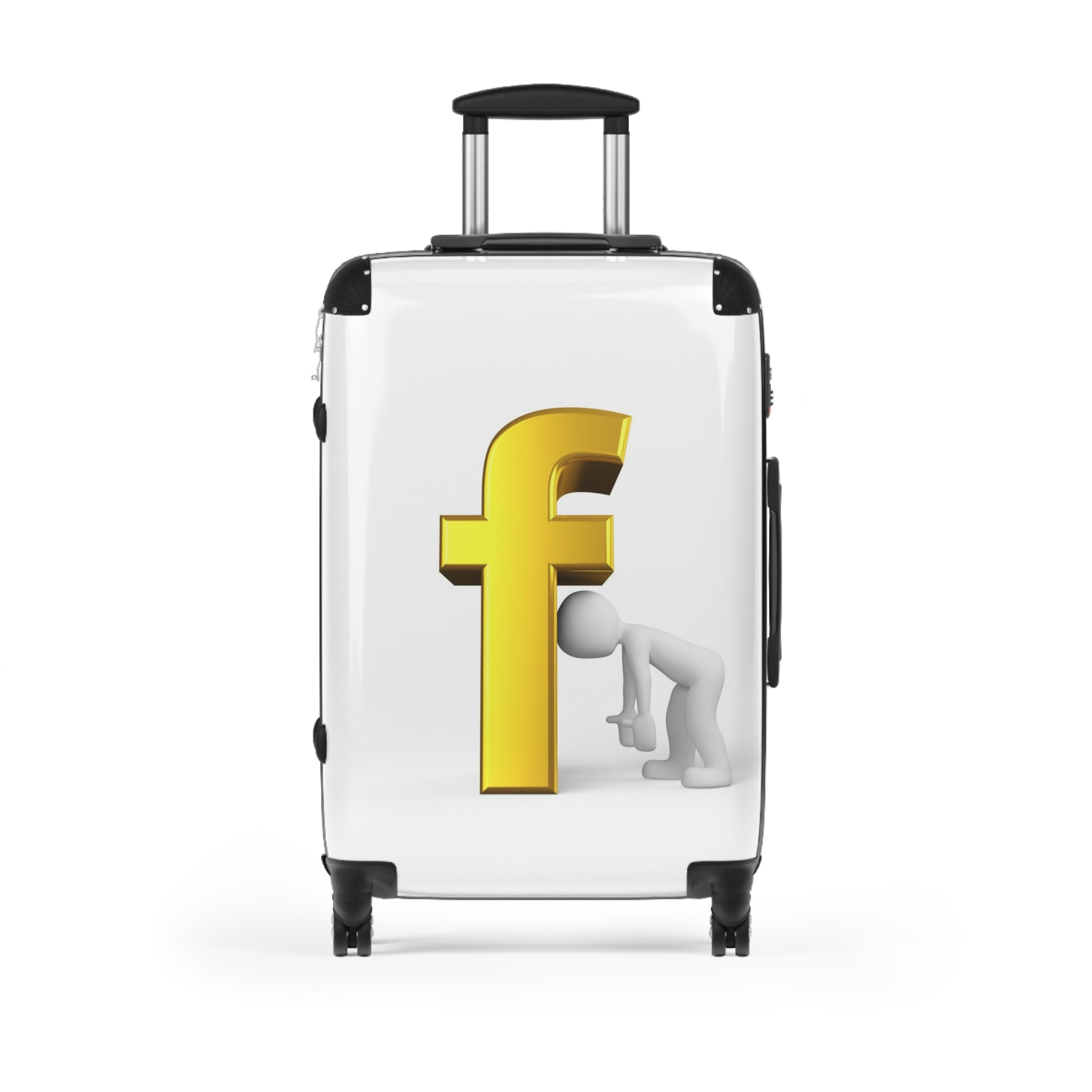 Golden F Letter Humor suitcase | Luggage with 3D letter graphic