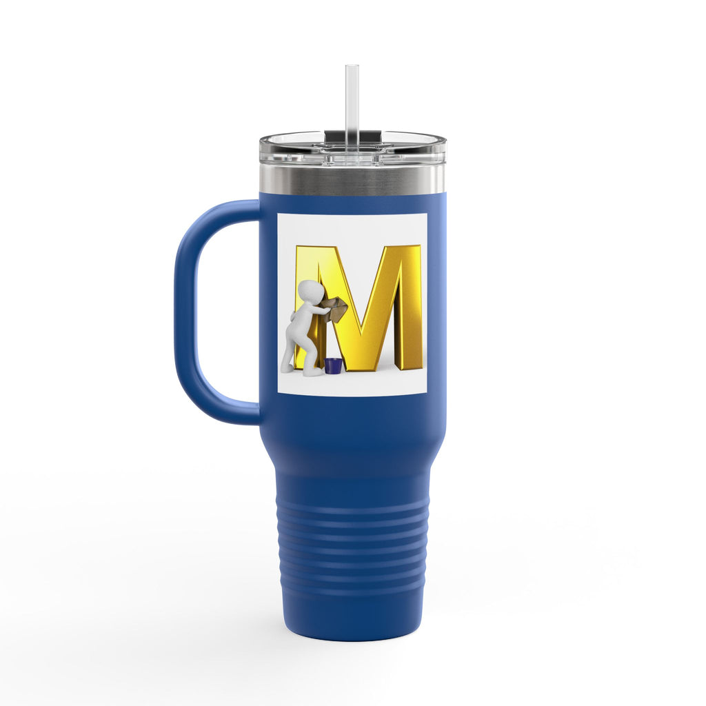 3D Gold Letter M with Figure Travel Mug | 40oz Insulated Tumbler
