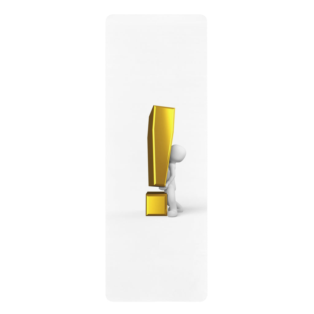3D Gold Exclamation Mark Figure Rubber Yoga Mat | Minimalist Motivational Design