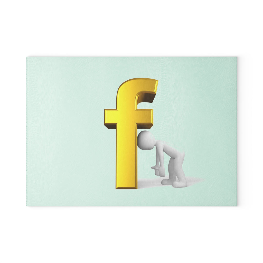 3D Gold Letter F with Figure Glass Cutting Board | Kitchen Decor