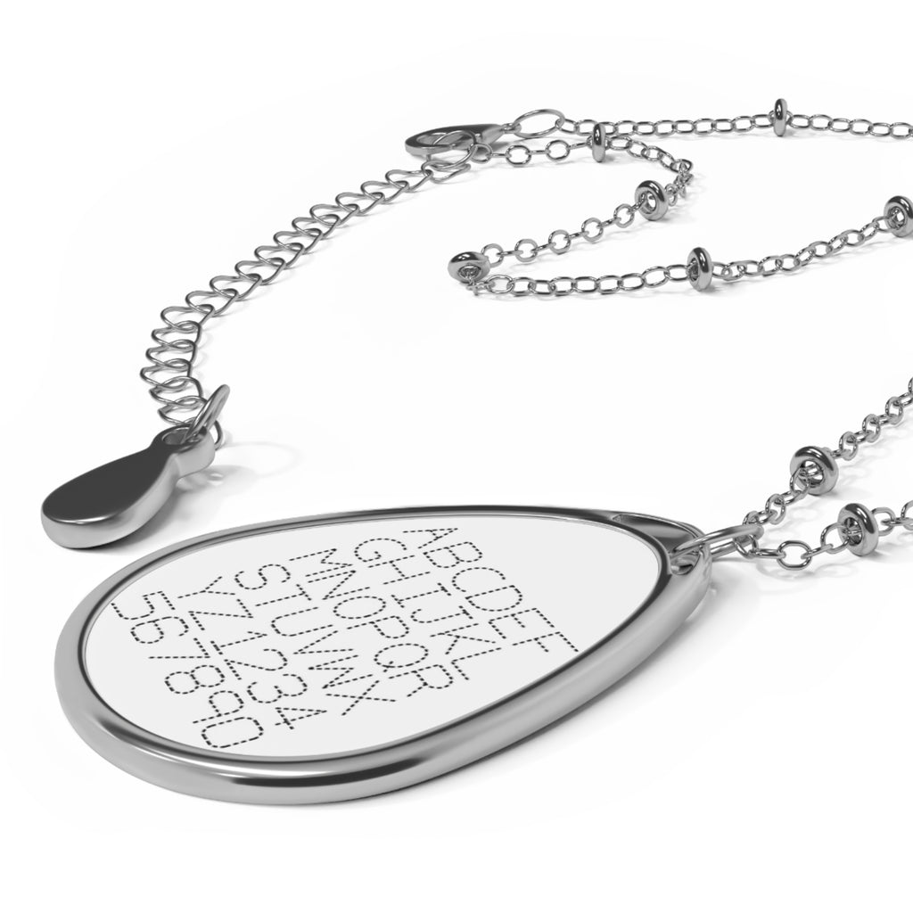 Personalized Oval Necklace — Engraved Initials & Numbers Teardrop Pendant