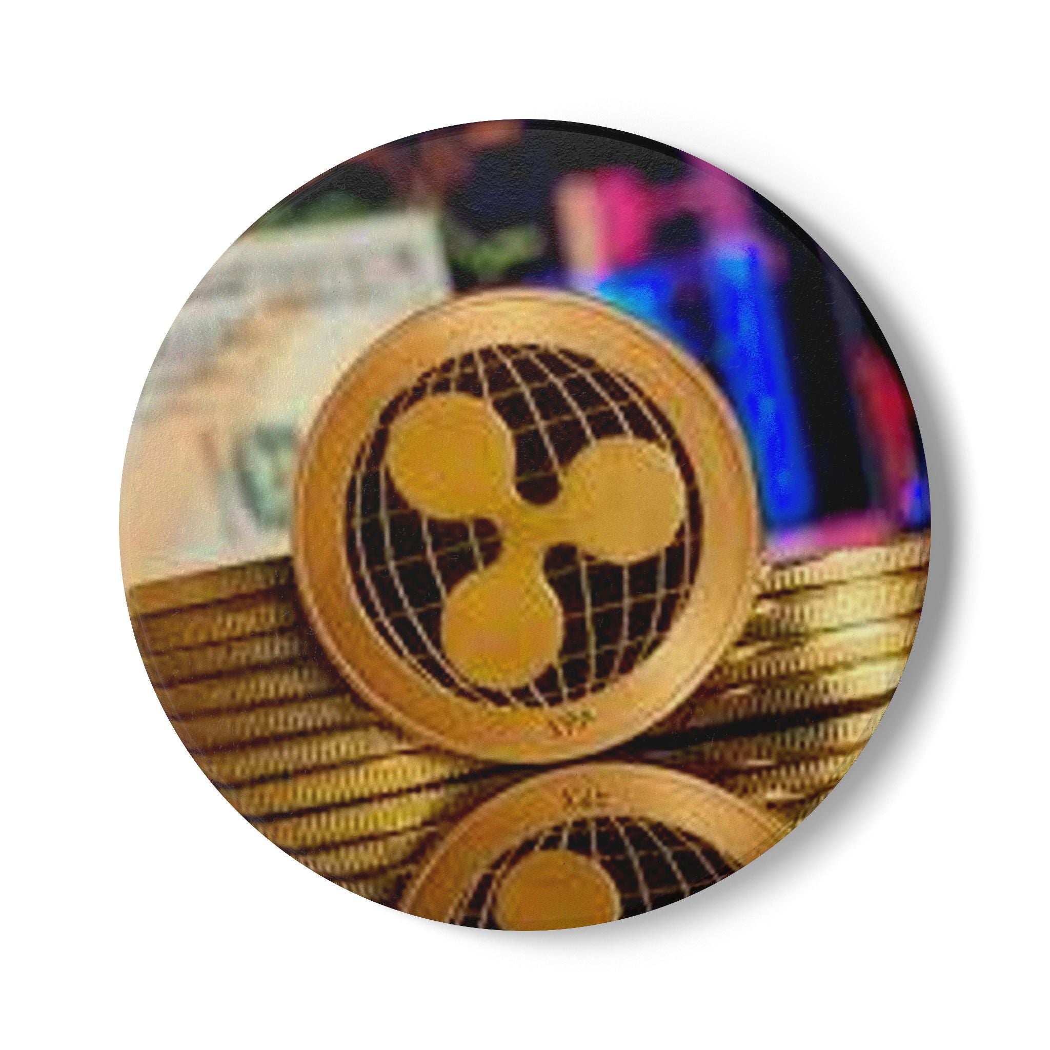 Ripple Crypto Coin ceramic coaster | Cryptocurrency stack design, cork back