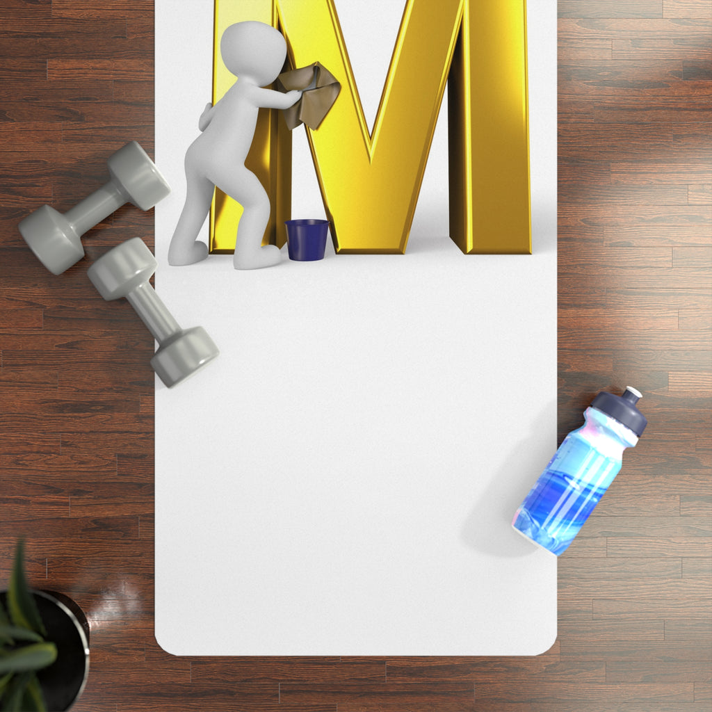 3D Character Polishing Gold Letter M Rubber Yoga Mat | Initial Monogram Yoga Mat