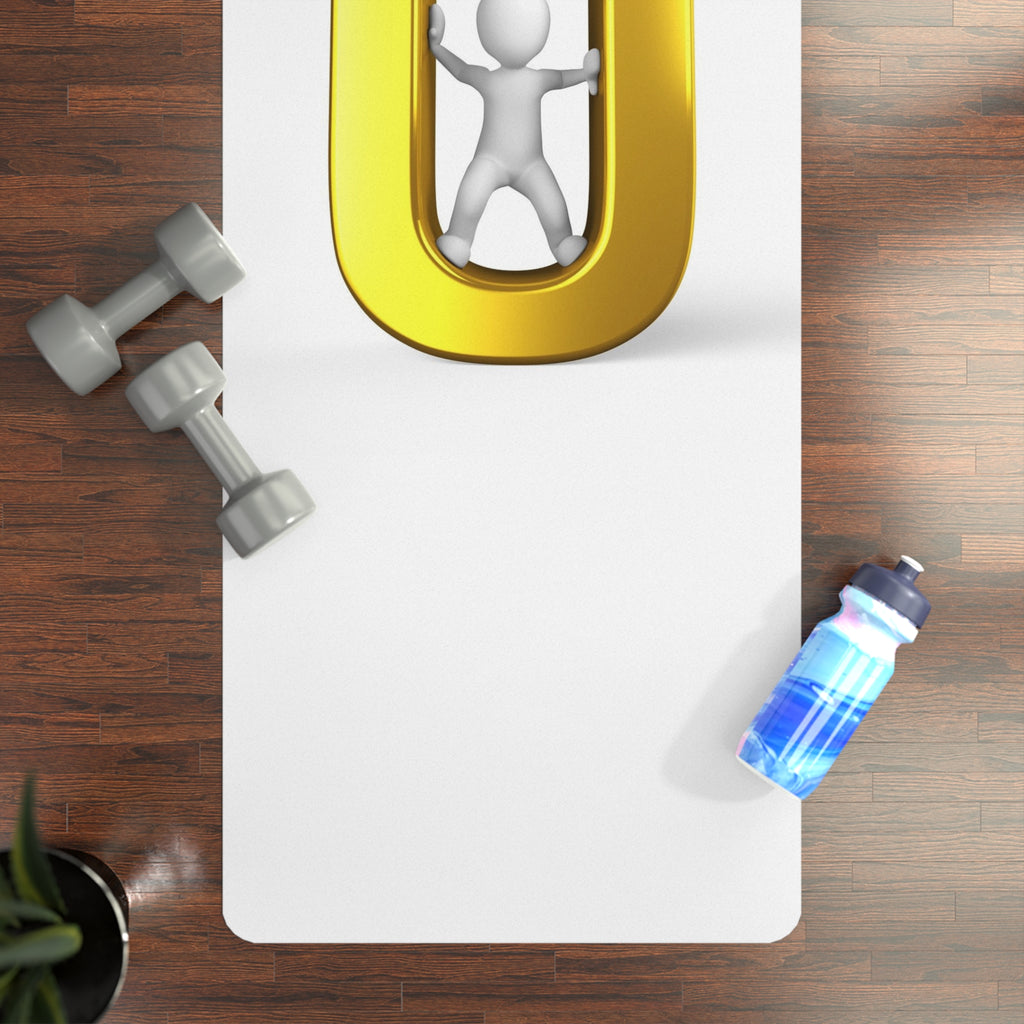Gold Letter Ü Figure Rubber Yoga Mat | Minimalist Fitness Mat