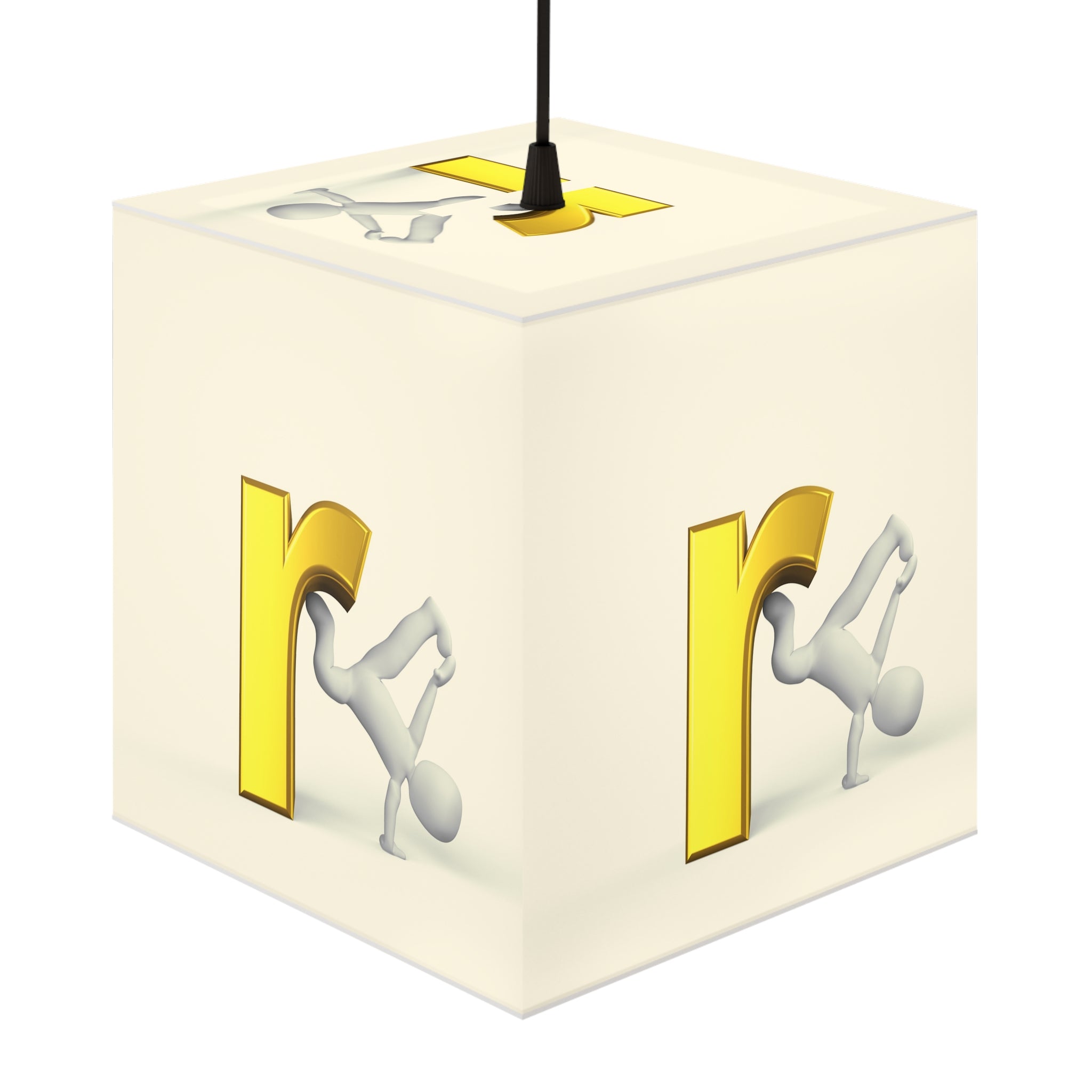 3D Gold Letter R Figure Light Cube Lamp | Alphabet Night Light