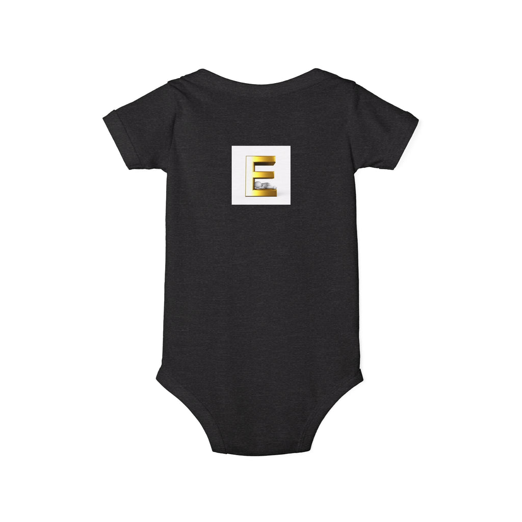 Gold Letter E Infant Onesie | Monogram Initial Baby Bodysuit