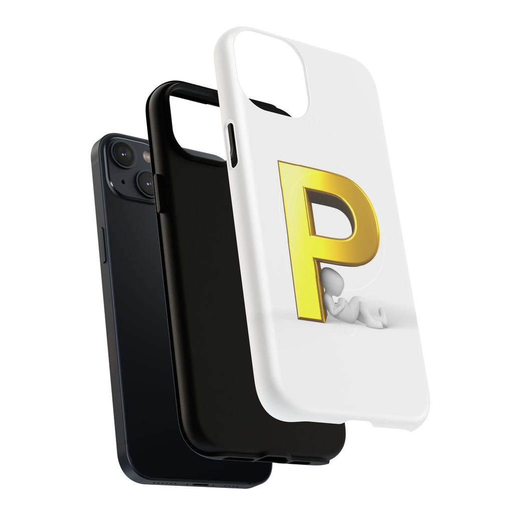 Gold Letter P Monogram Phone Case | Tough Magnetic Case