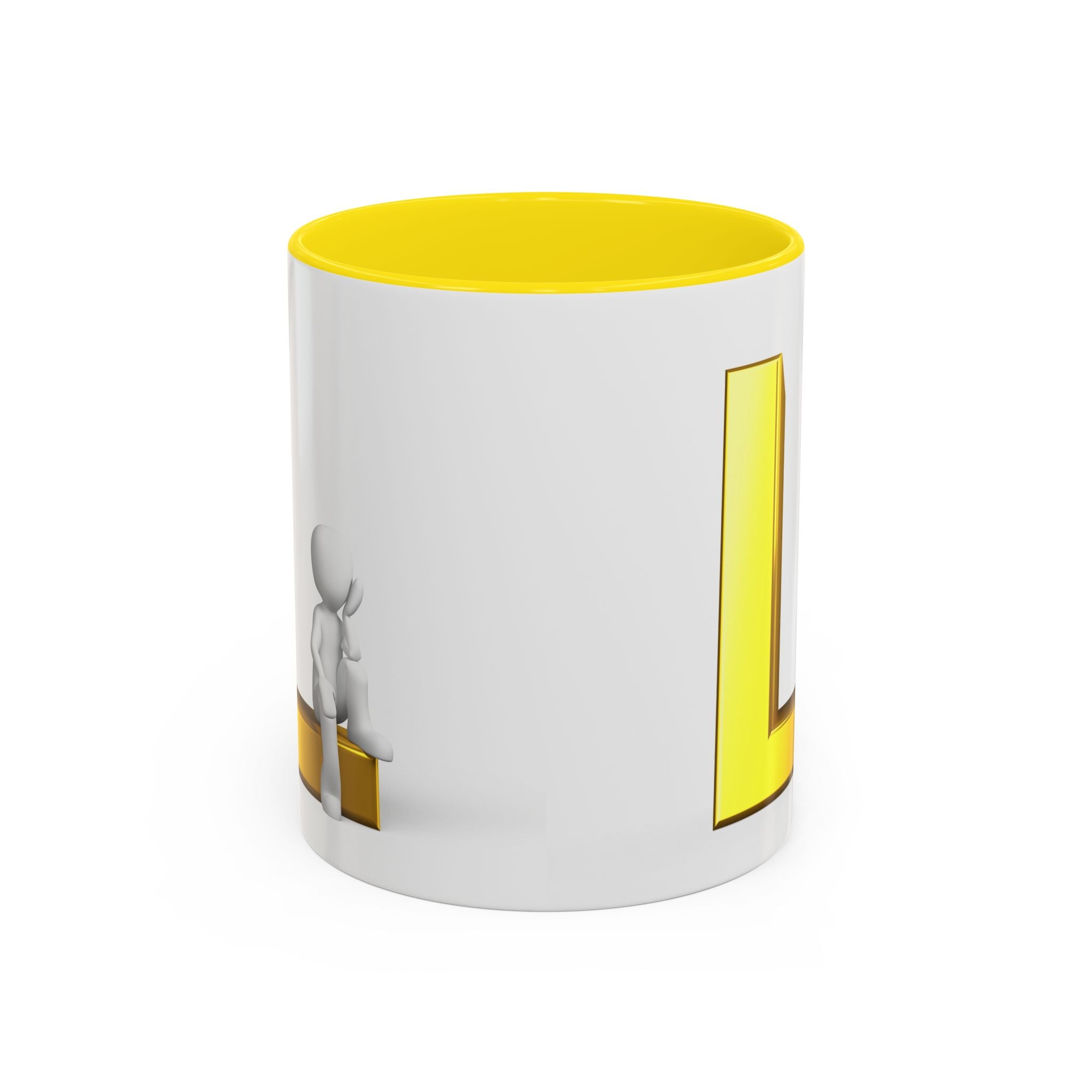 Mug 3D Personne assise sur la lettre L en Or | Mug à anse colorée 325ml 444ml
