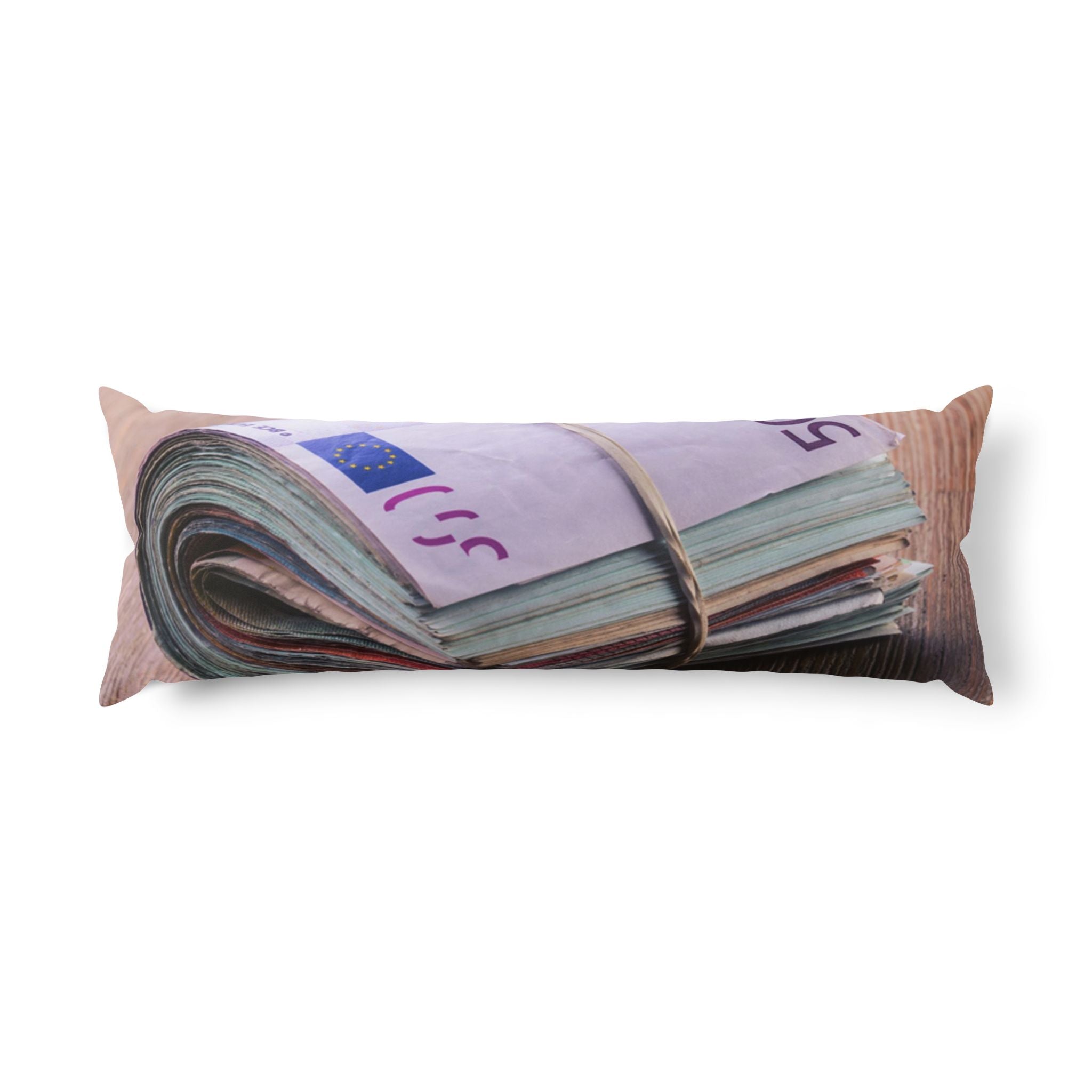 Stack of Euro Banknotes Body Pillow | Money Print, Cash Roll Decorative Pillow