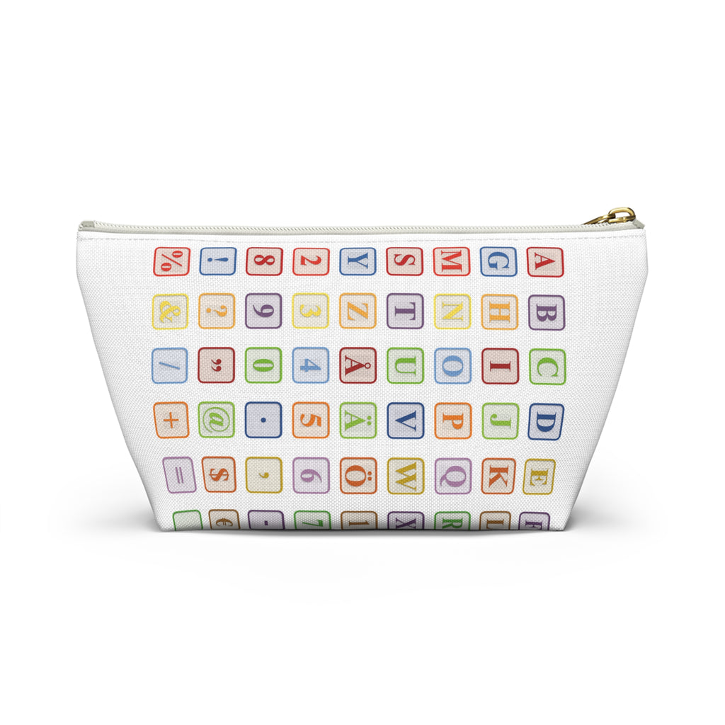 Alphabet Blocks Pattern Accessory Pouch | Letter Tile Makeup Bag
